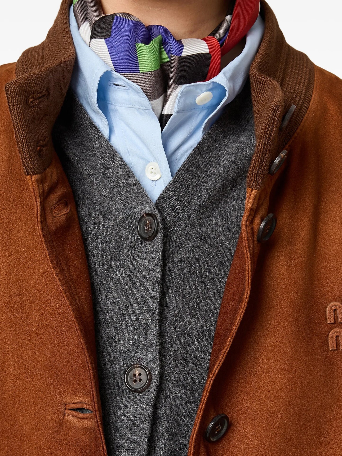 logo-detail suede jacket