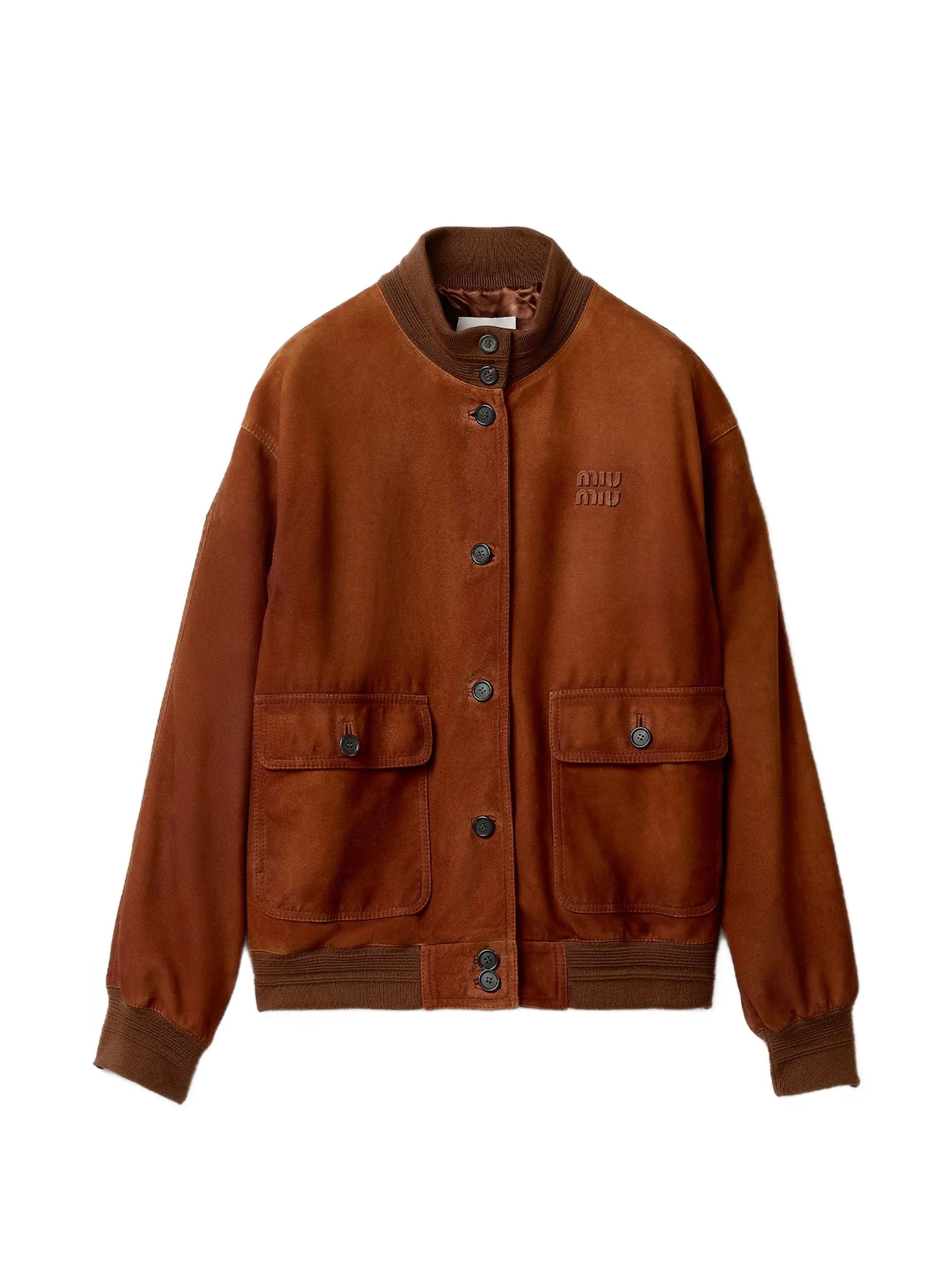 logo-detail suede jacket