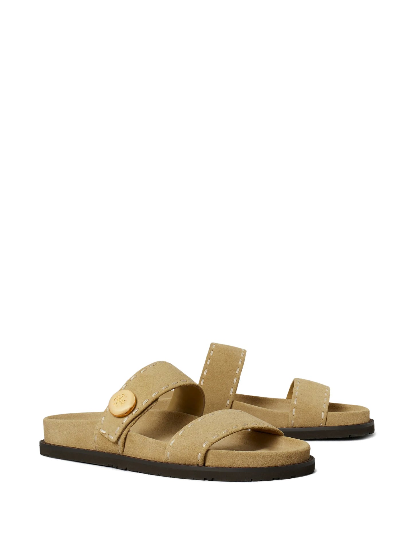 button strap slide sandals