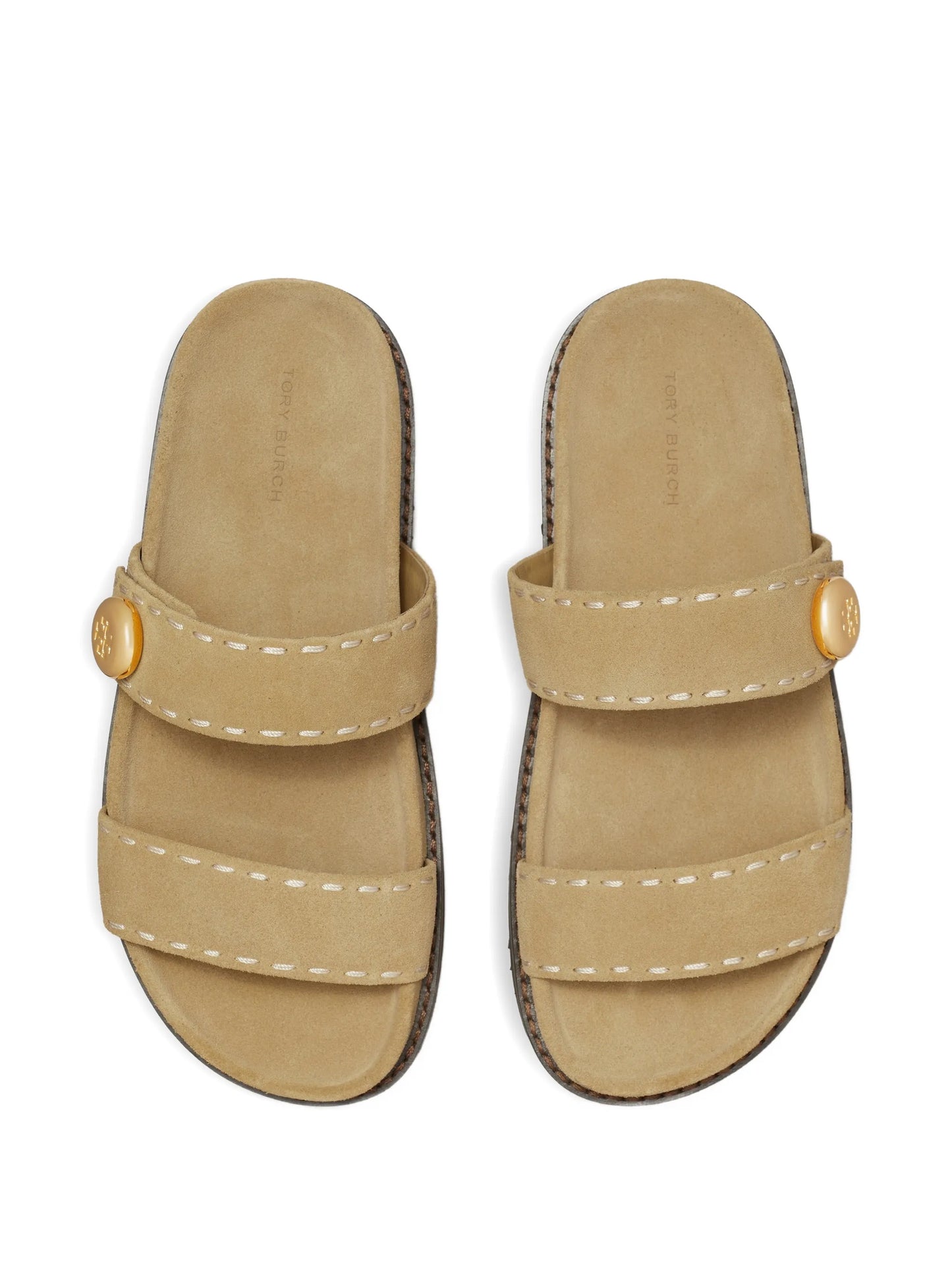 button strap slide sandals