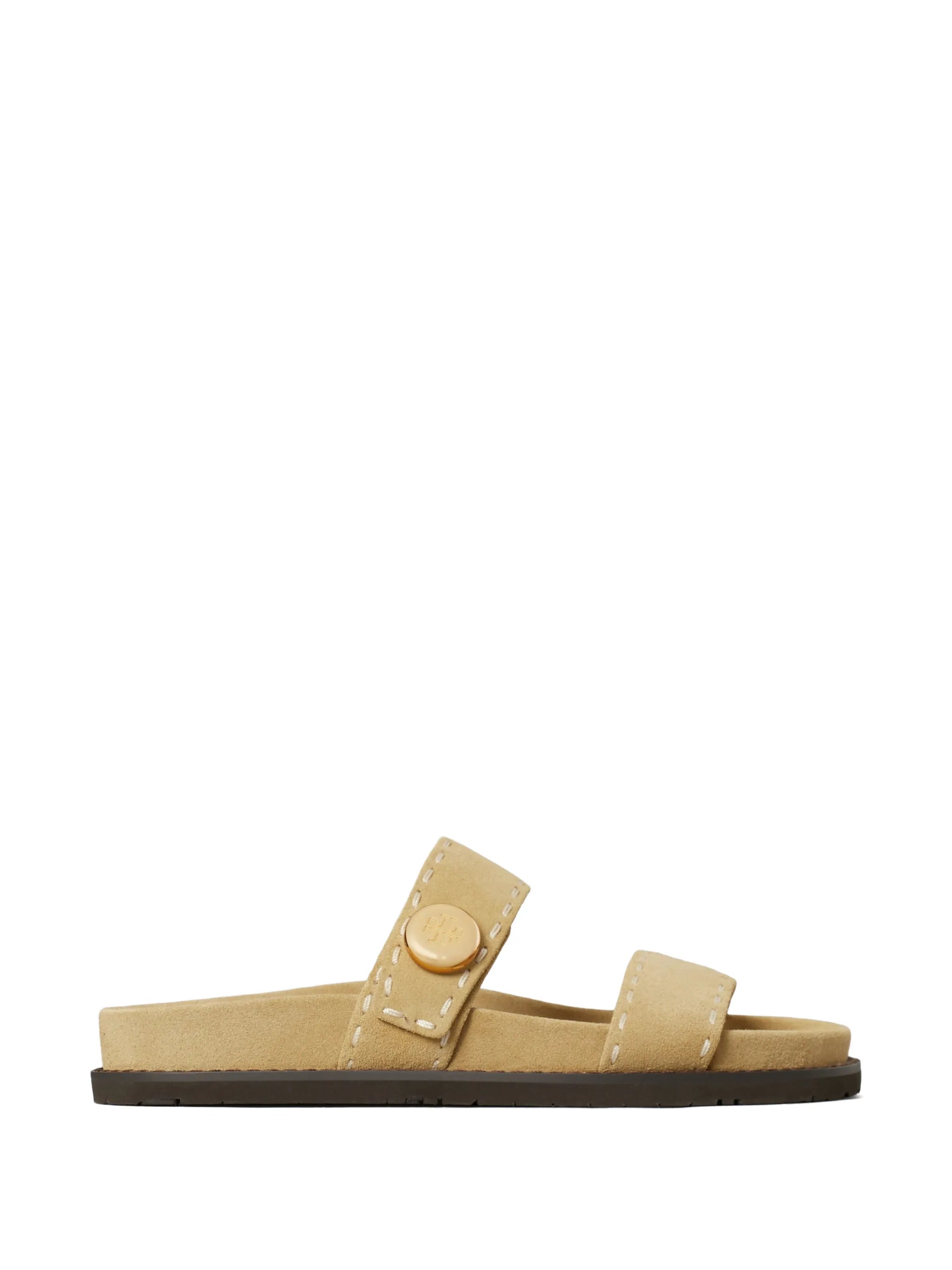 button strap slide sandals