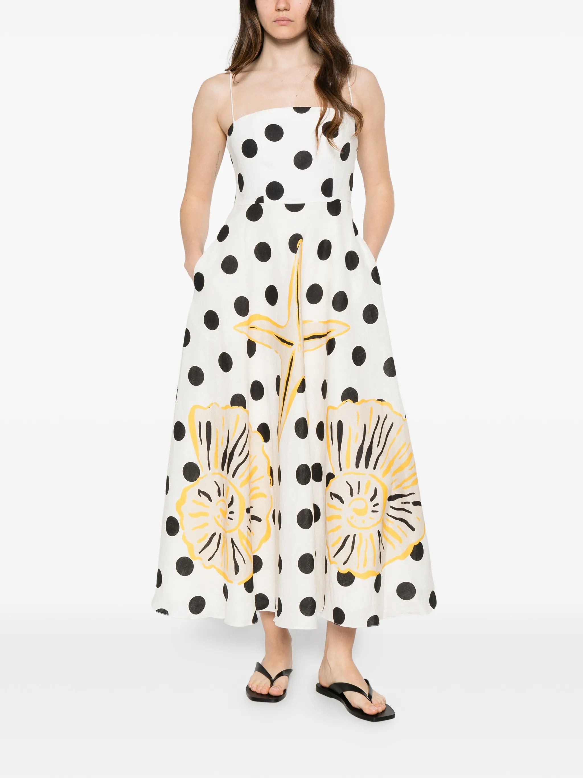Delta polka-dot midi dress