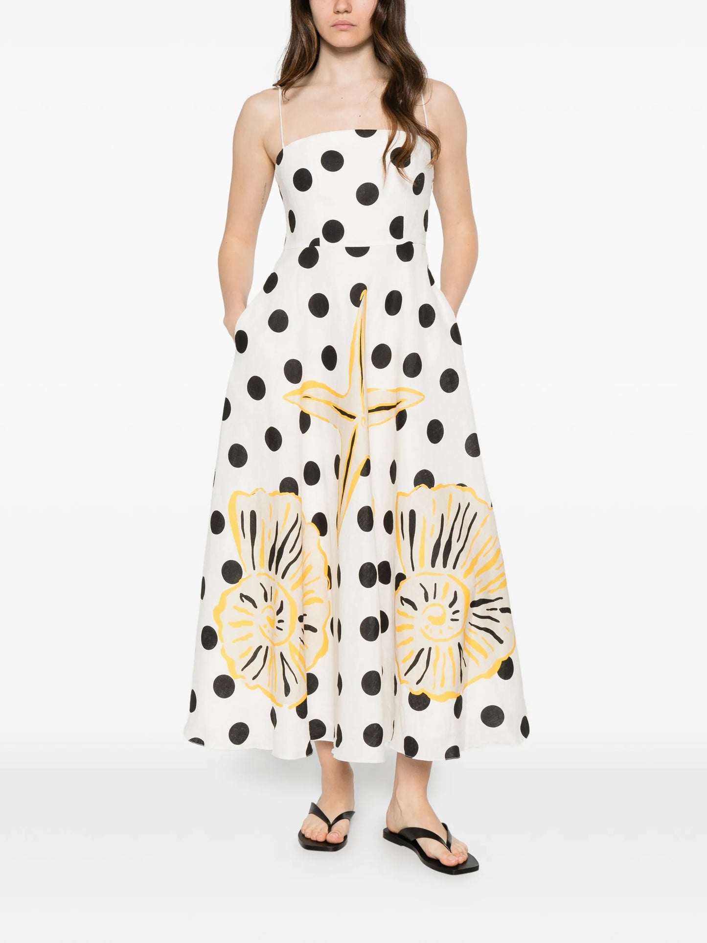 Delta polka-dot midi dress