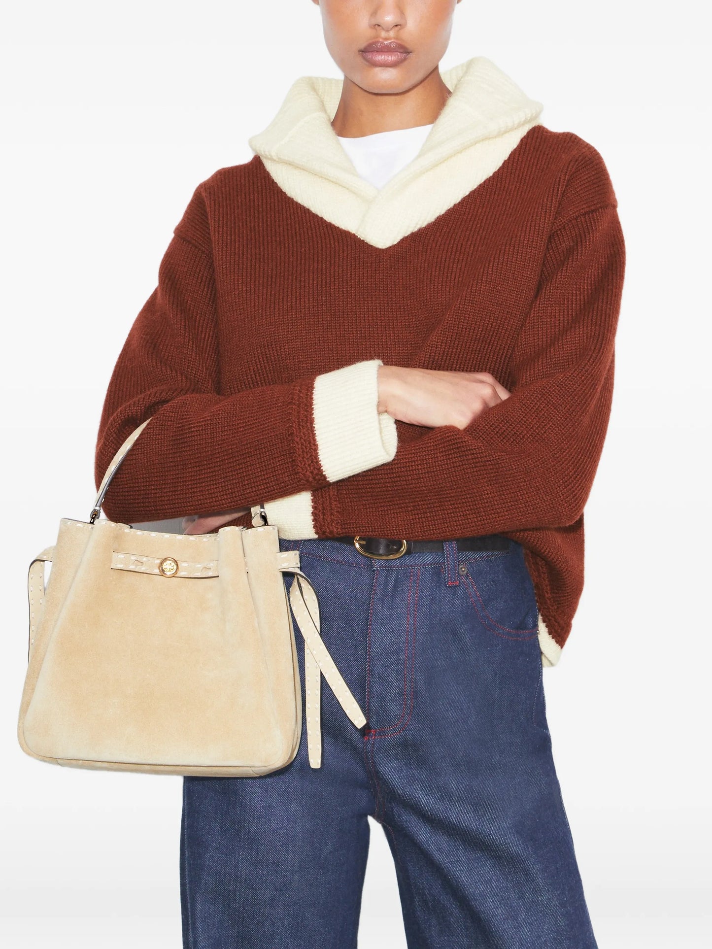 Romy pick stitch bucket bag