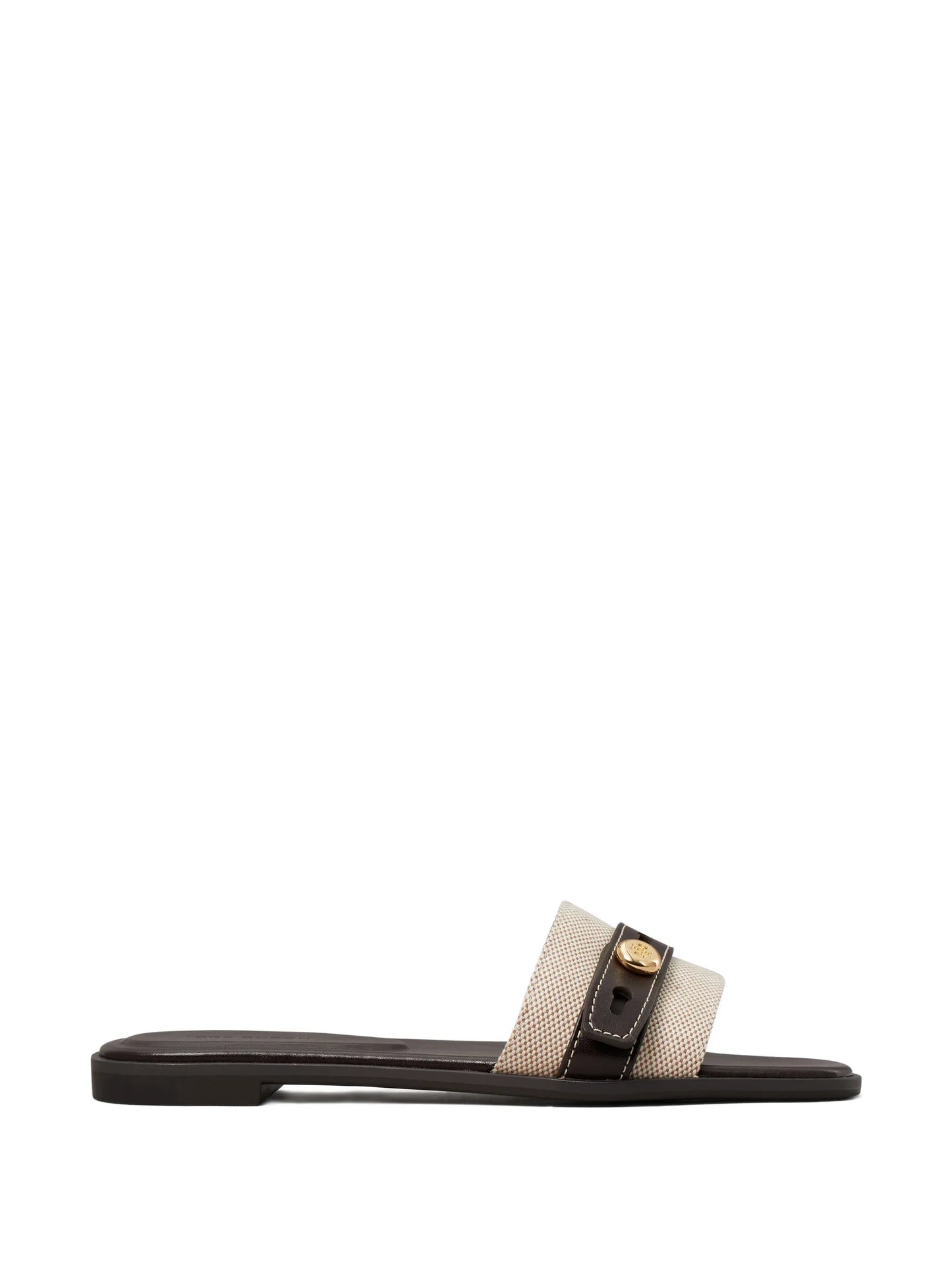 logo-button leather-trim sandals