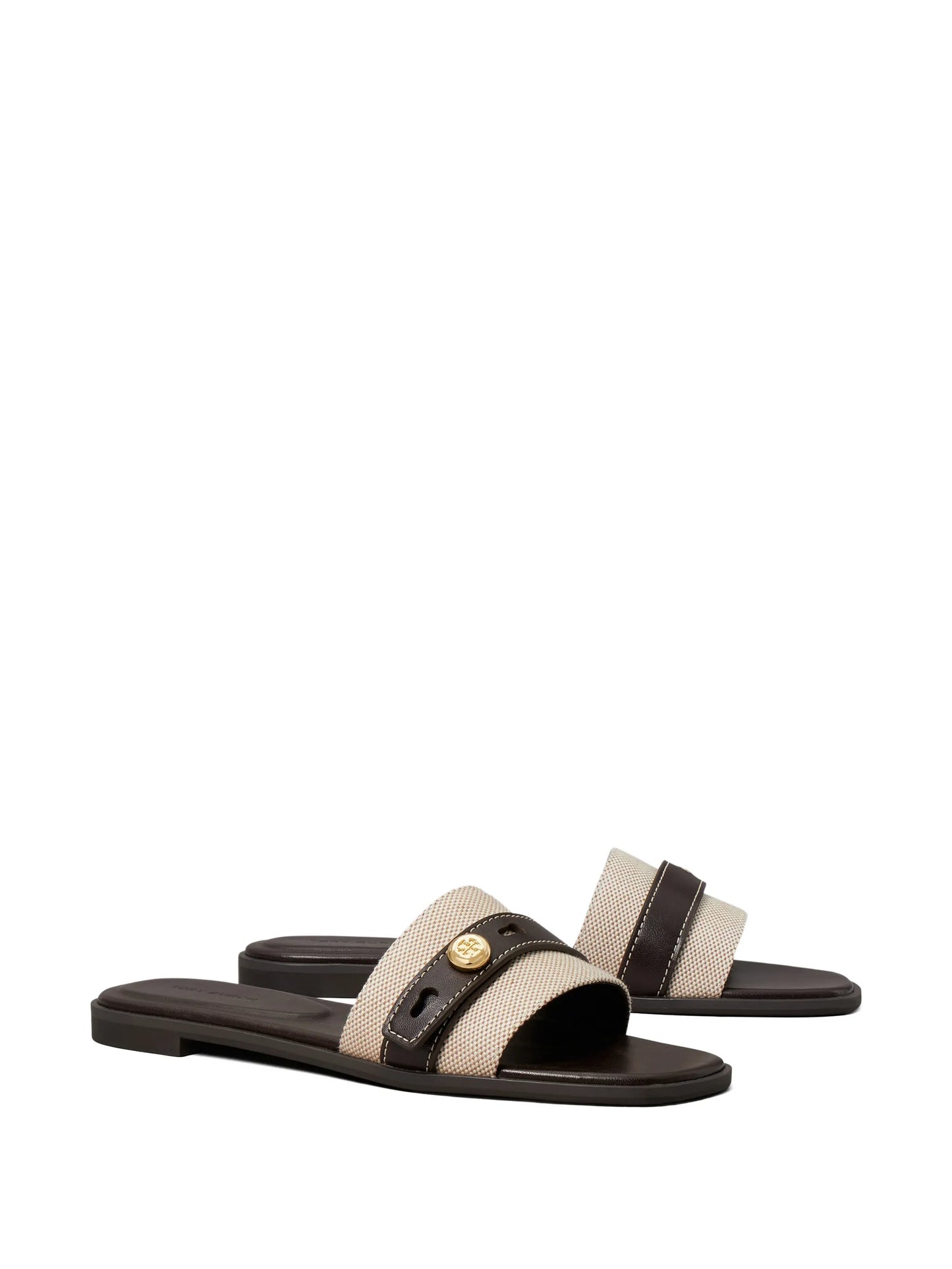 logo-button leather-trim sandals