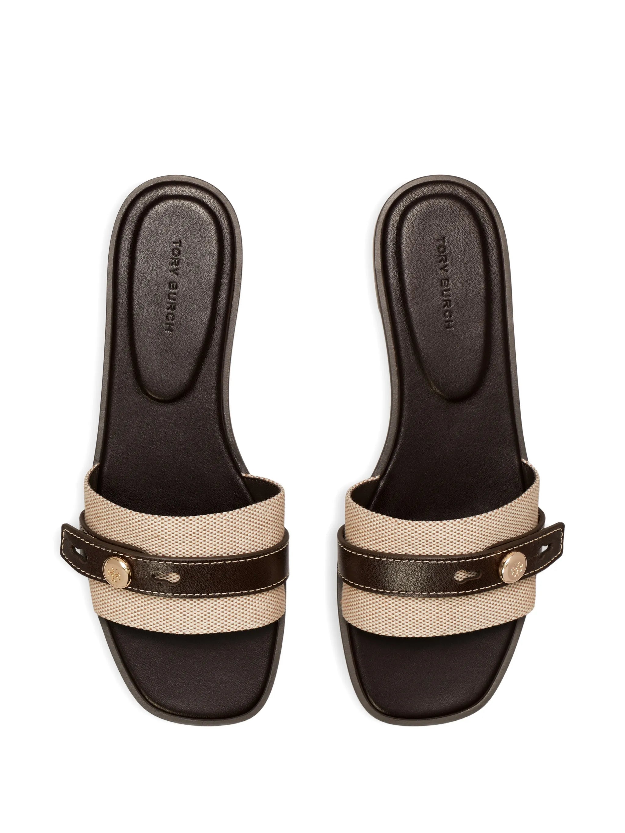 logo-button leather-trim sandals