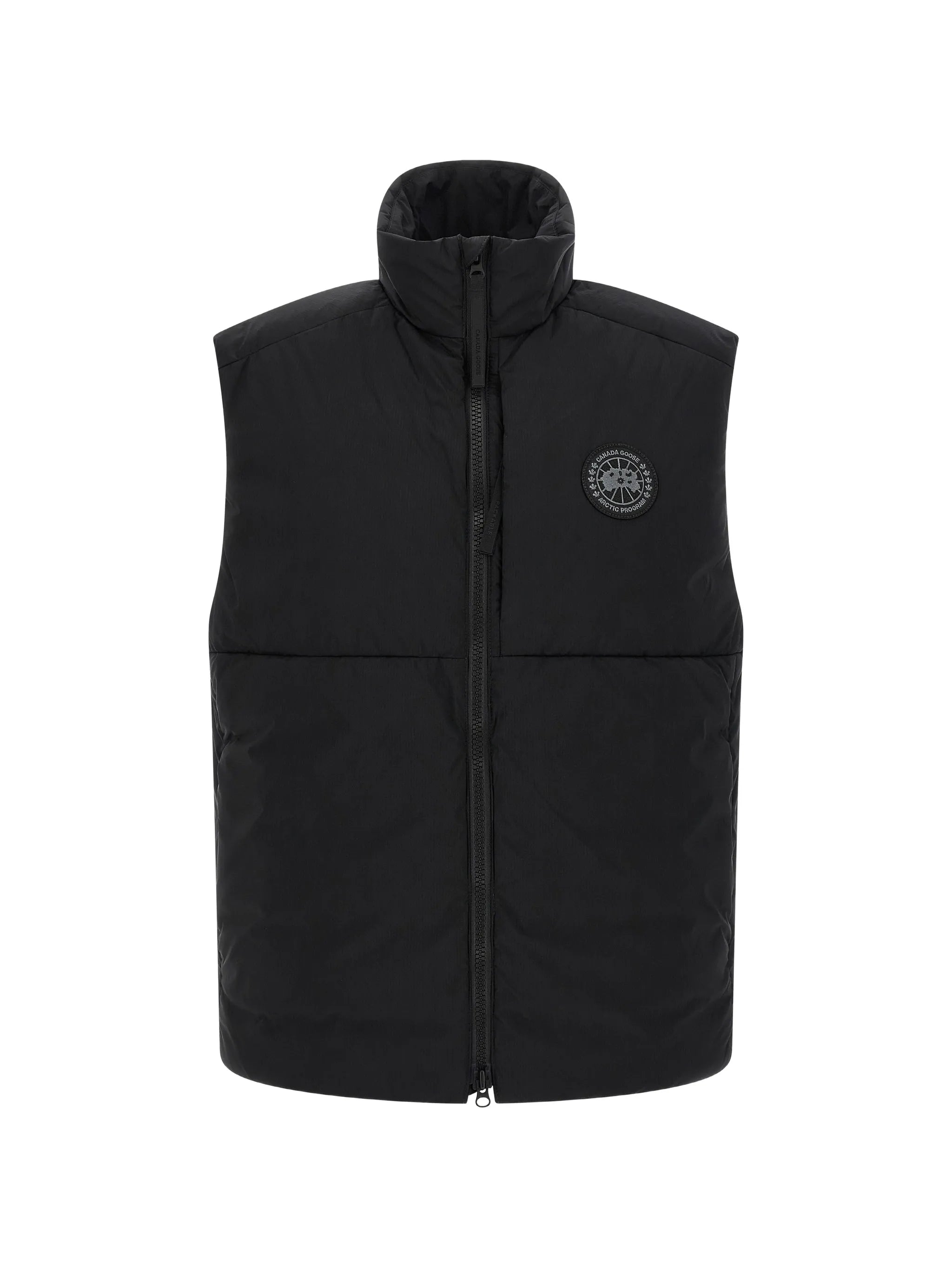quilted logo-patch gilet