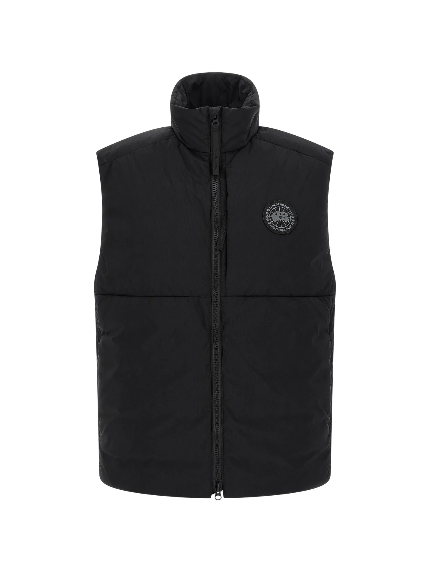 quilted logo-patch gilet