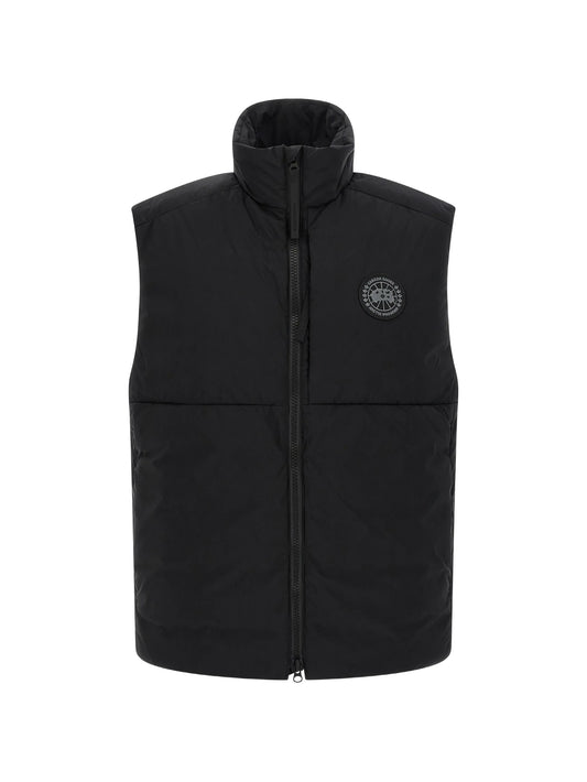 quilted logo-patch gilet