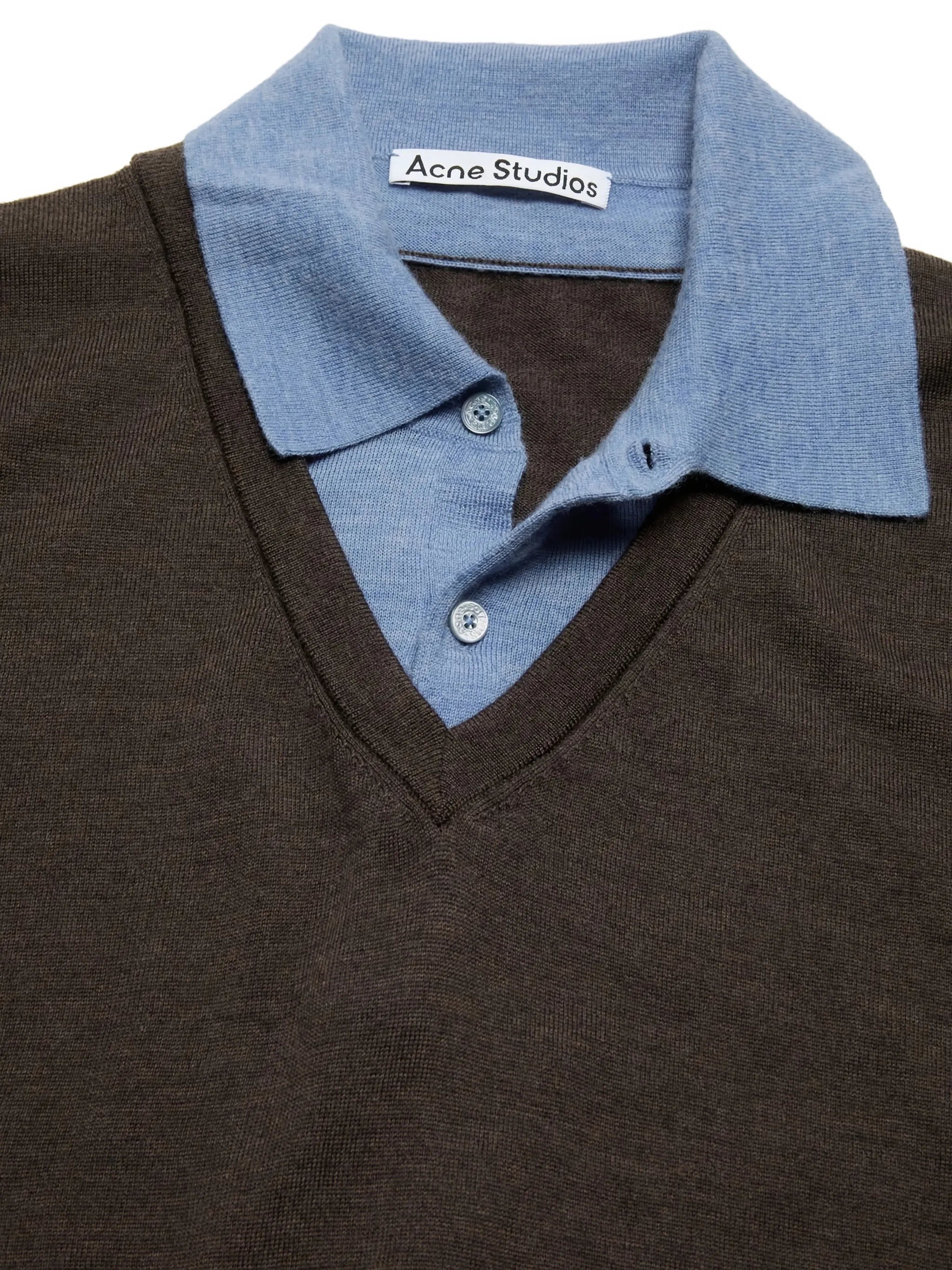V-neck collared sweater
