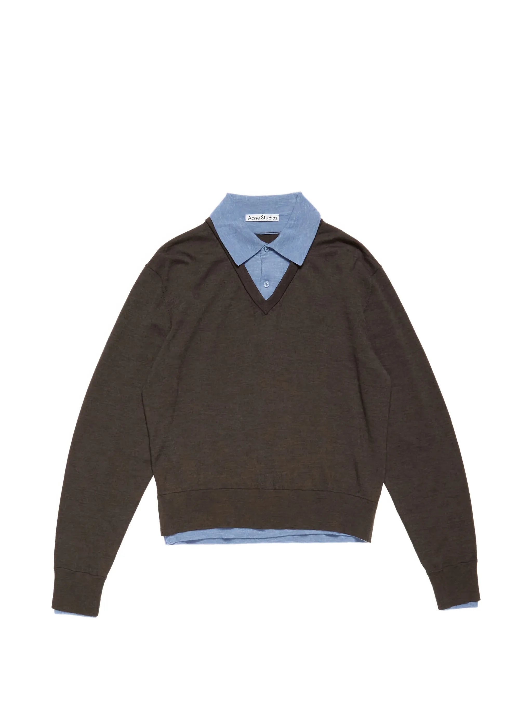 V-neck collared sweater