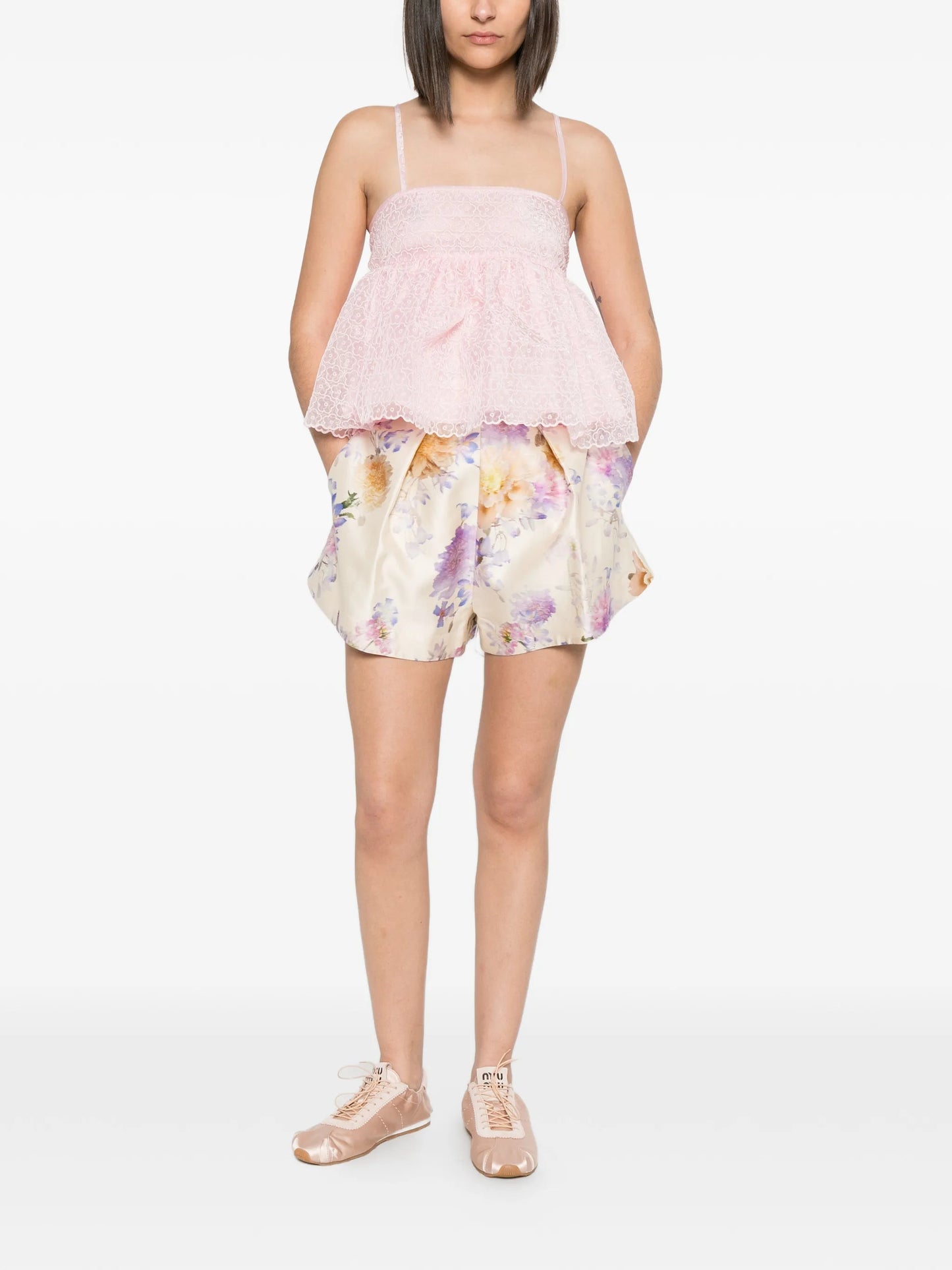 Selena floral-embroidery blouse