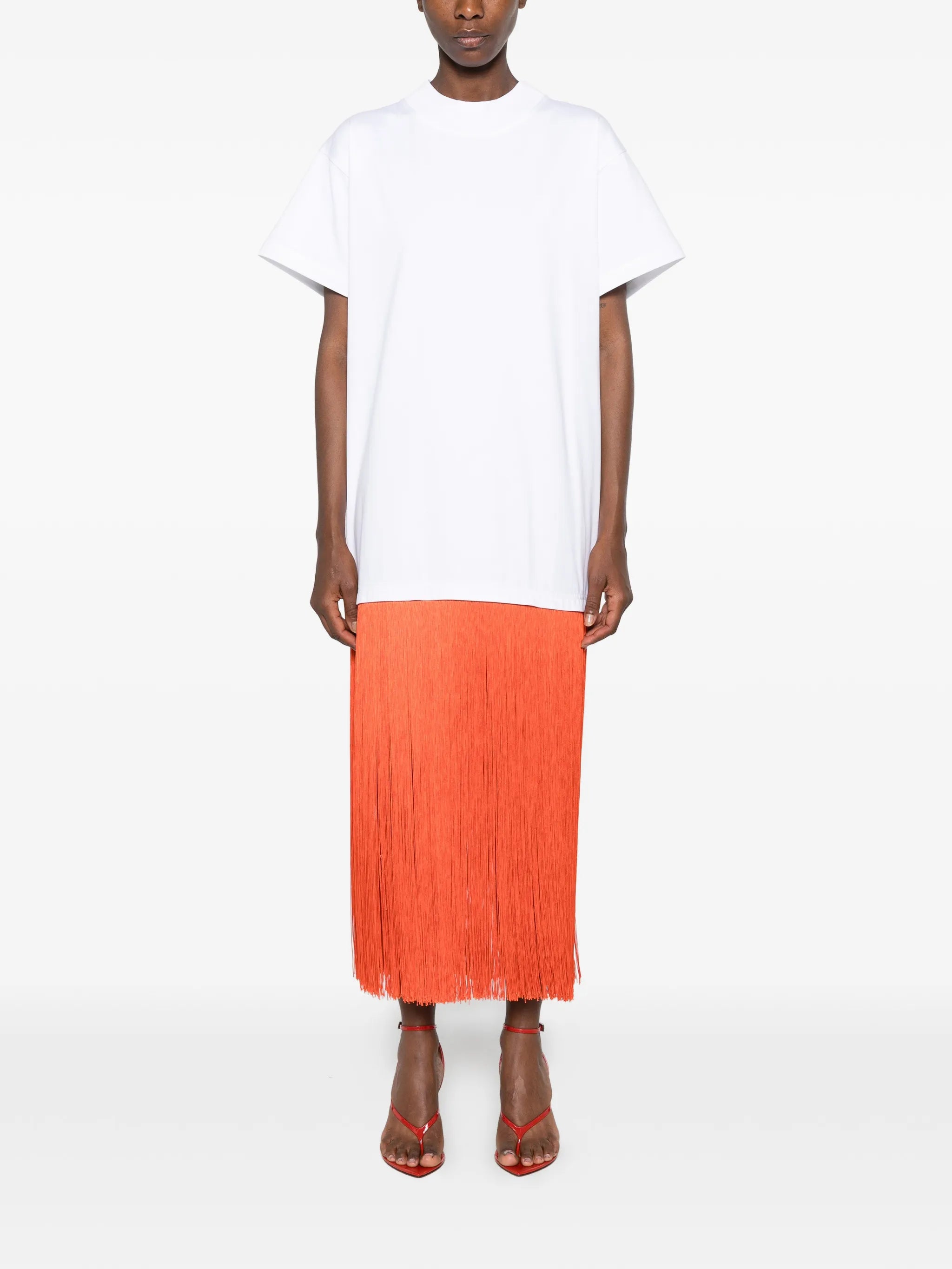 fringed cotton T-shirt