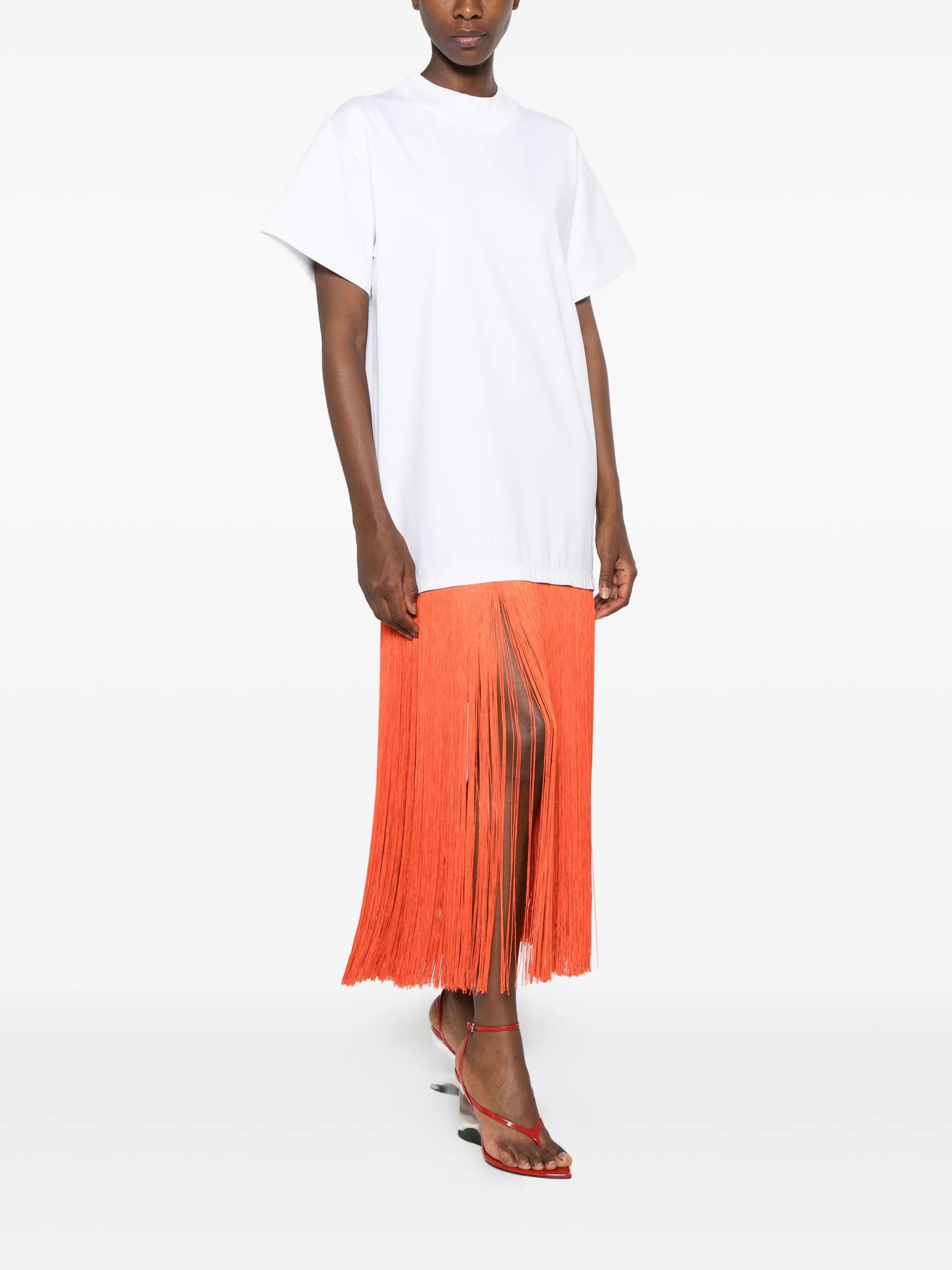 fringed cotton T-shirt