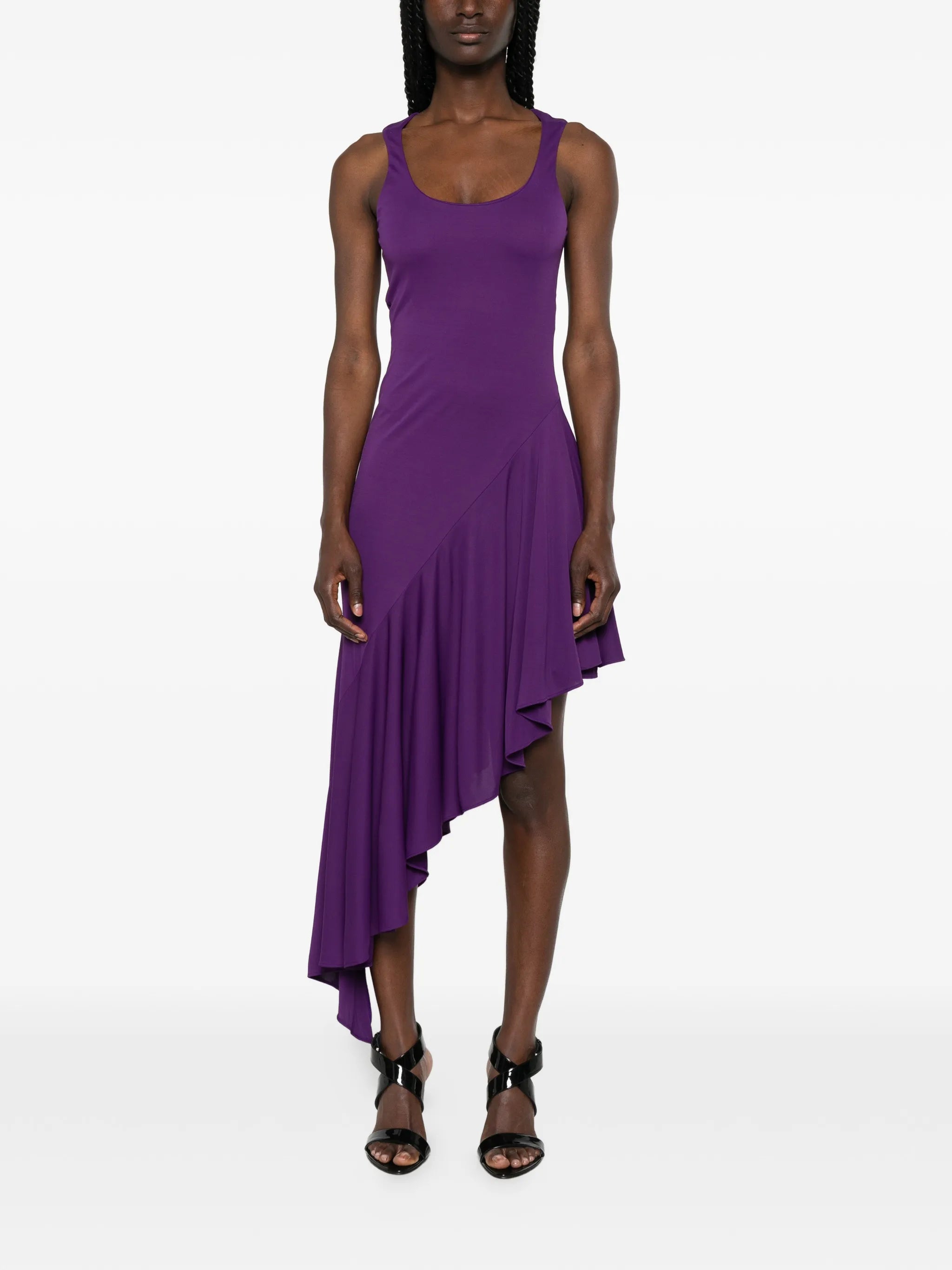 asymmetric ruffled dress