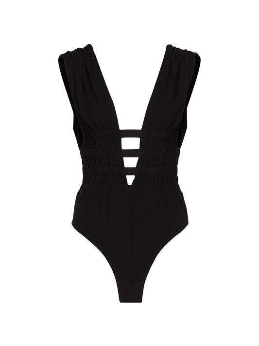 cut-out ruched bodysuit