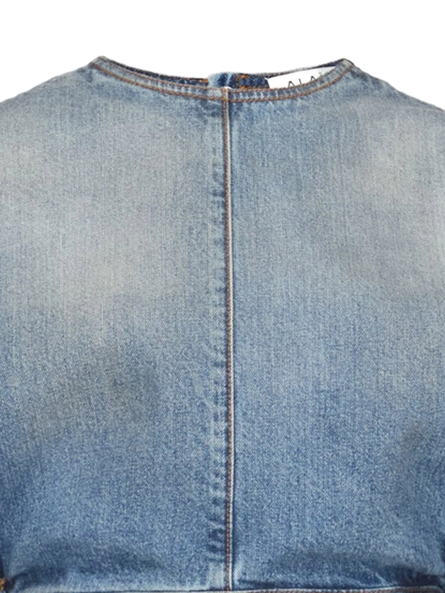 belted denim crop top