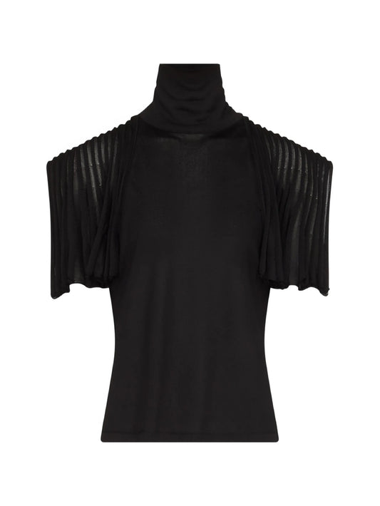 Leaf-Godet roll-neck top