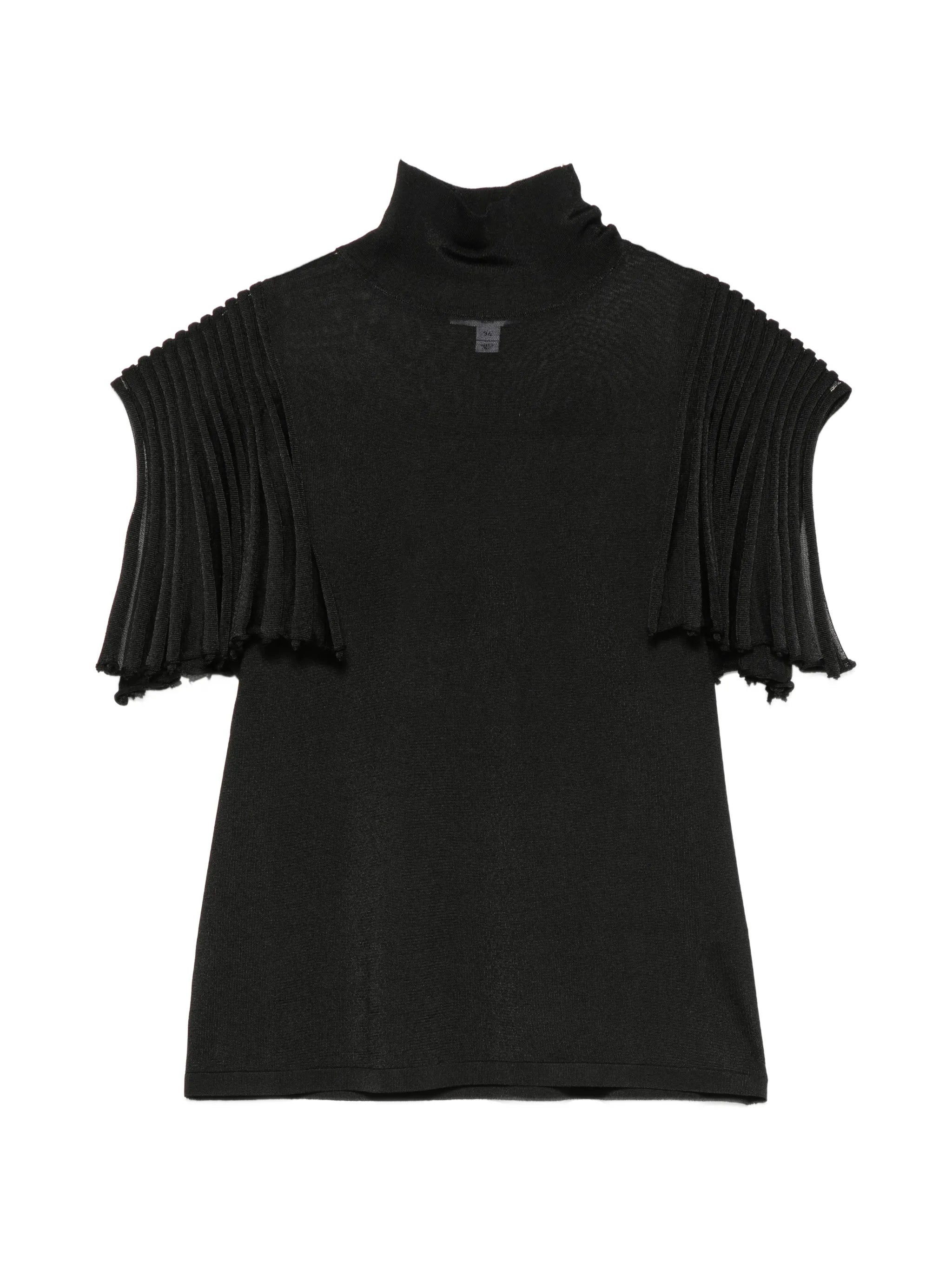 leaf-godet turtleneck knitted top