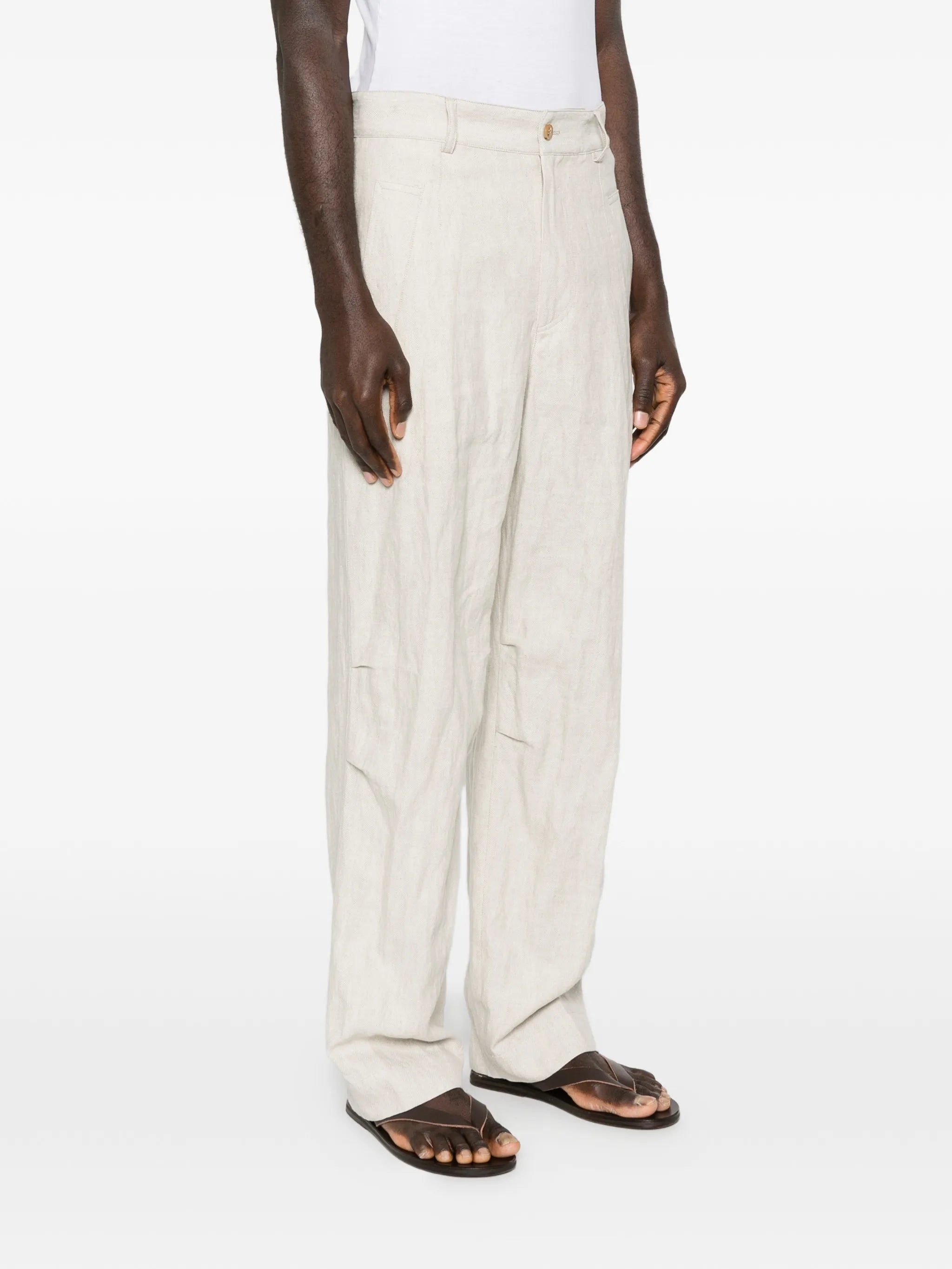 side-pocket straight trousers