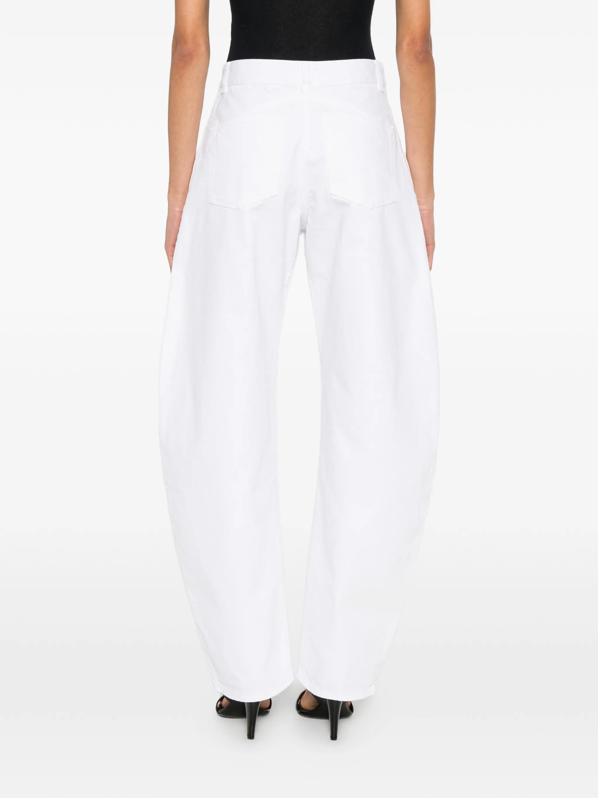 low-waist tapered jeans