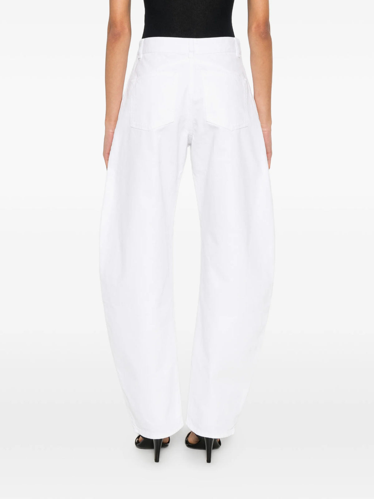 low-waist tapered jeans