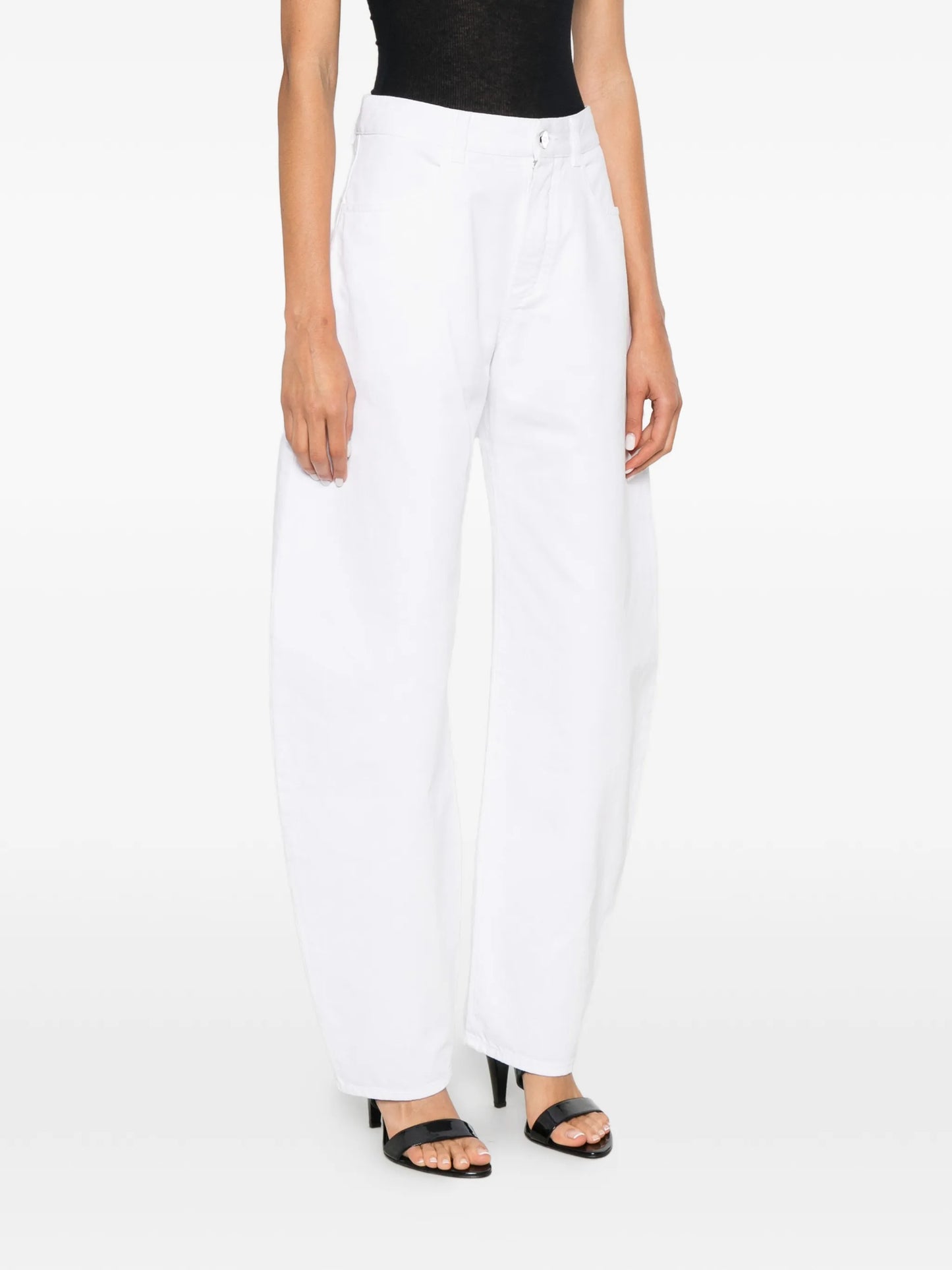 low-waist tapered jeans