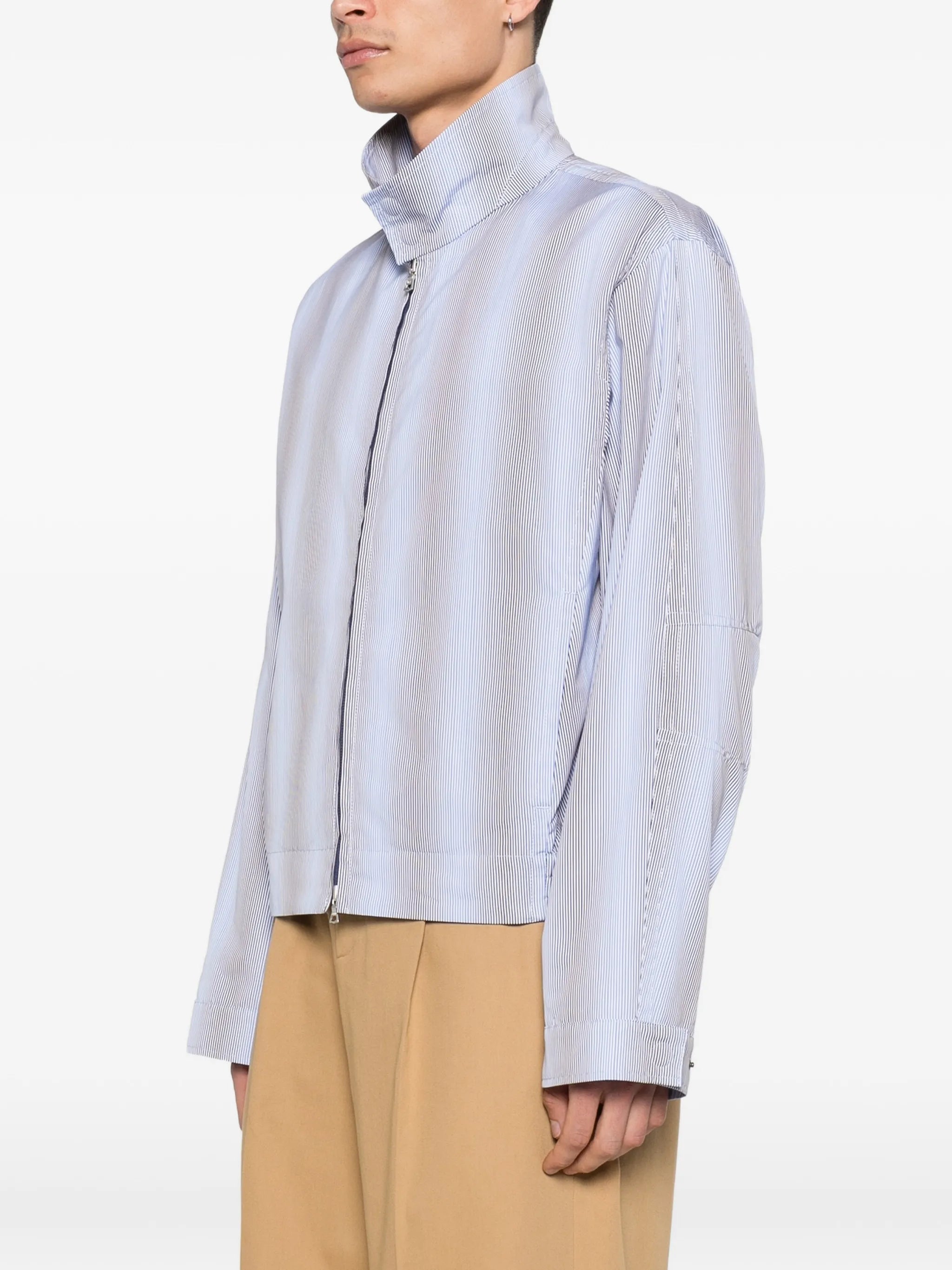 funnel-neck striped jacket
