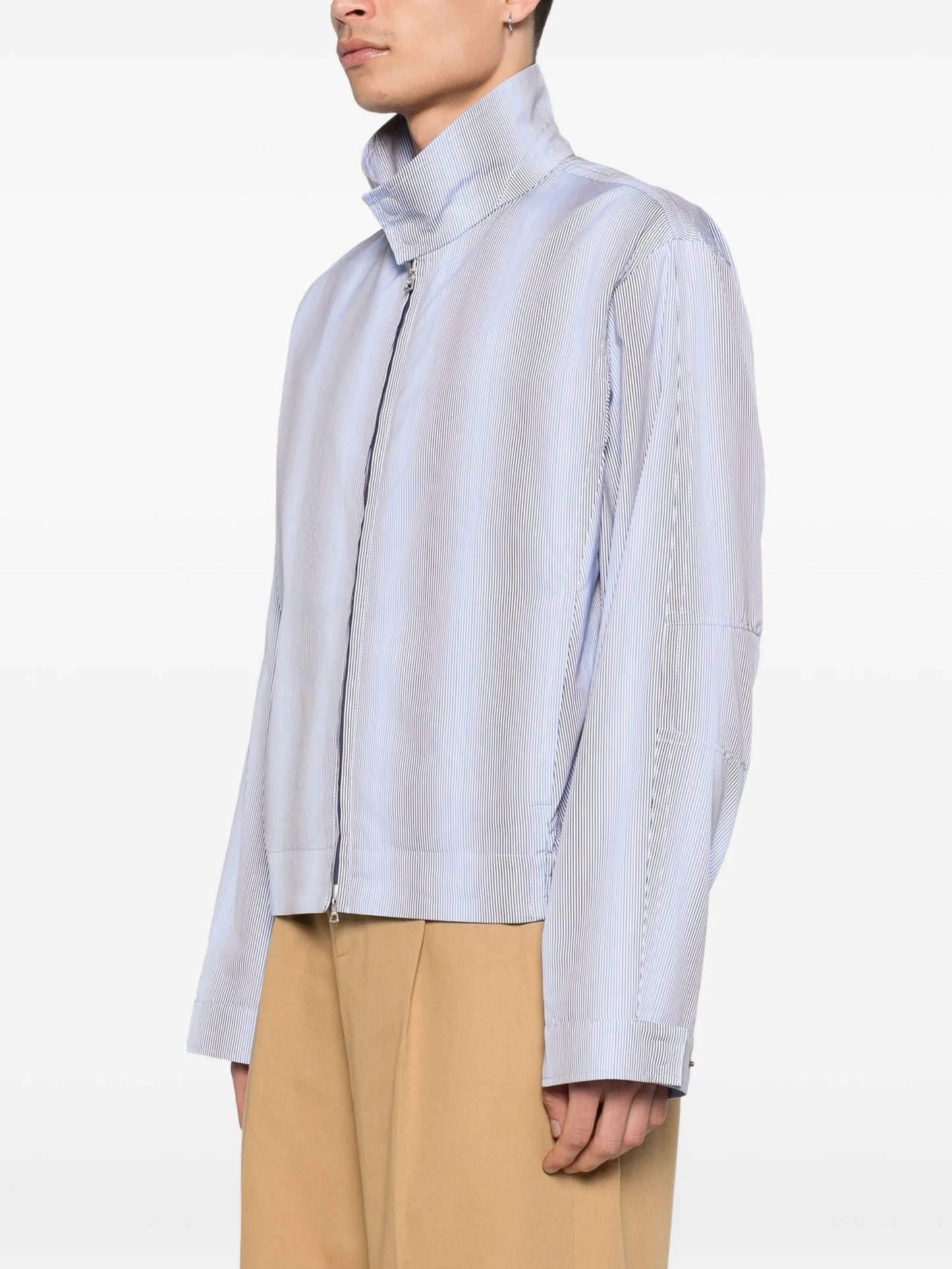 funnel-neck striped jacket