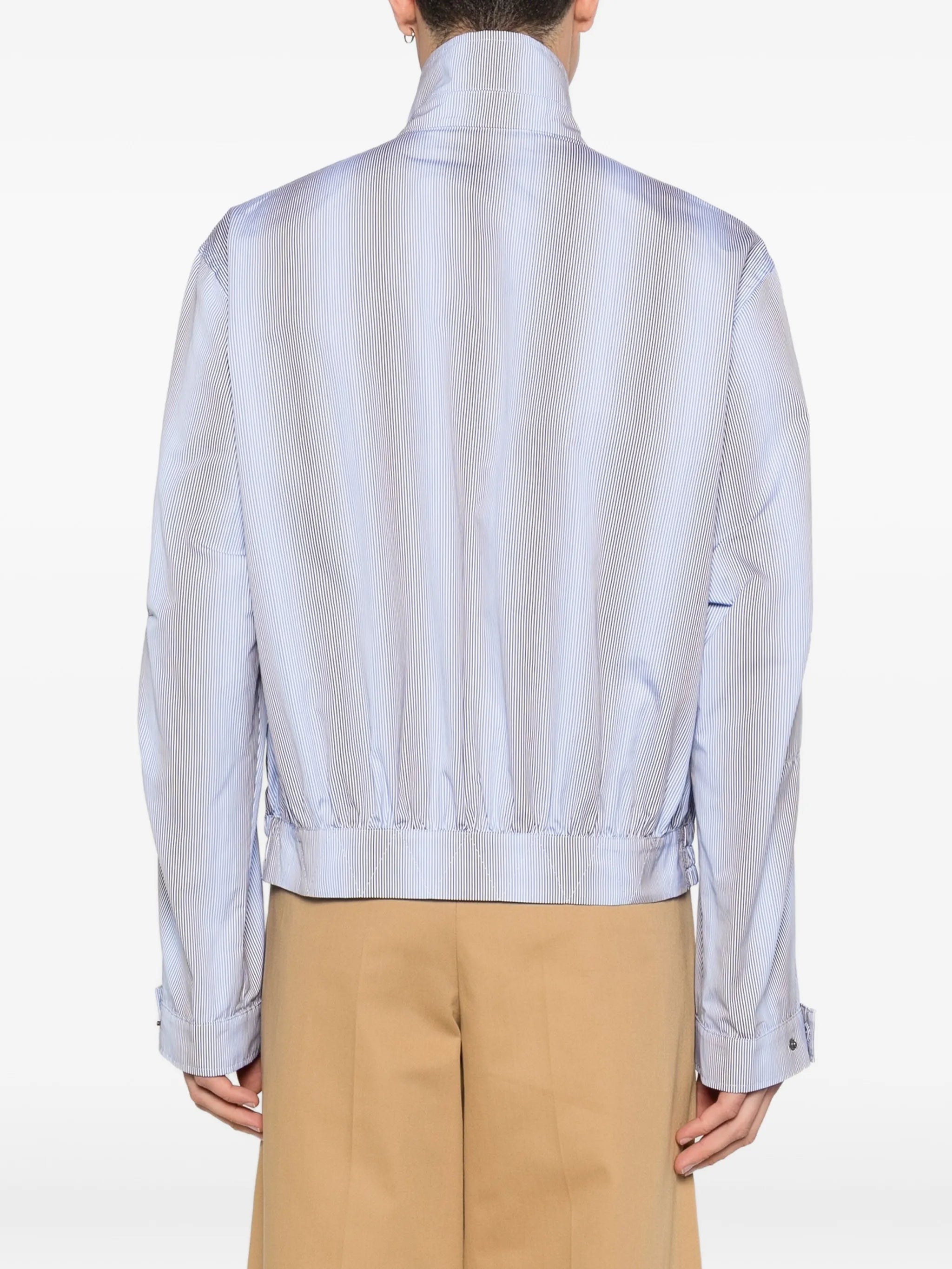 funnel-neck striped jacket