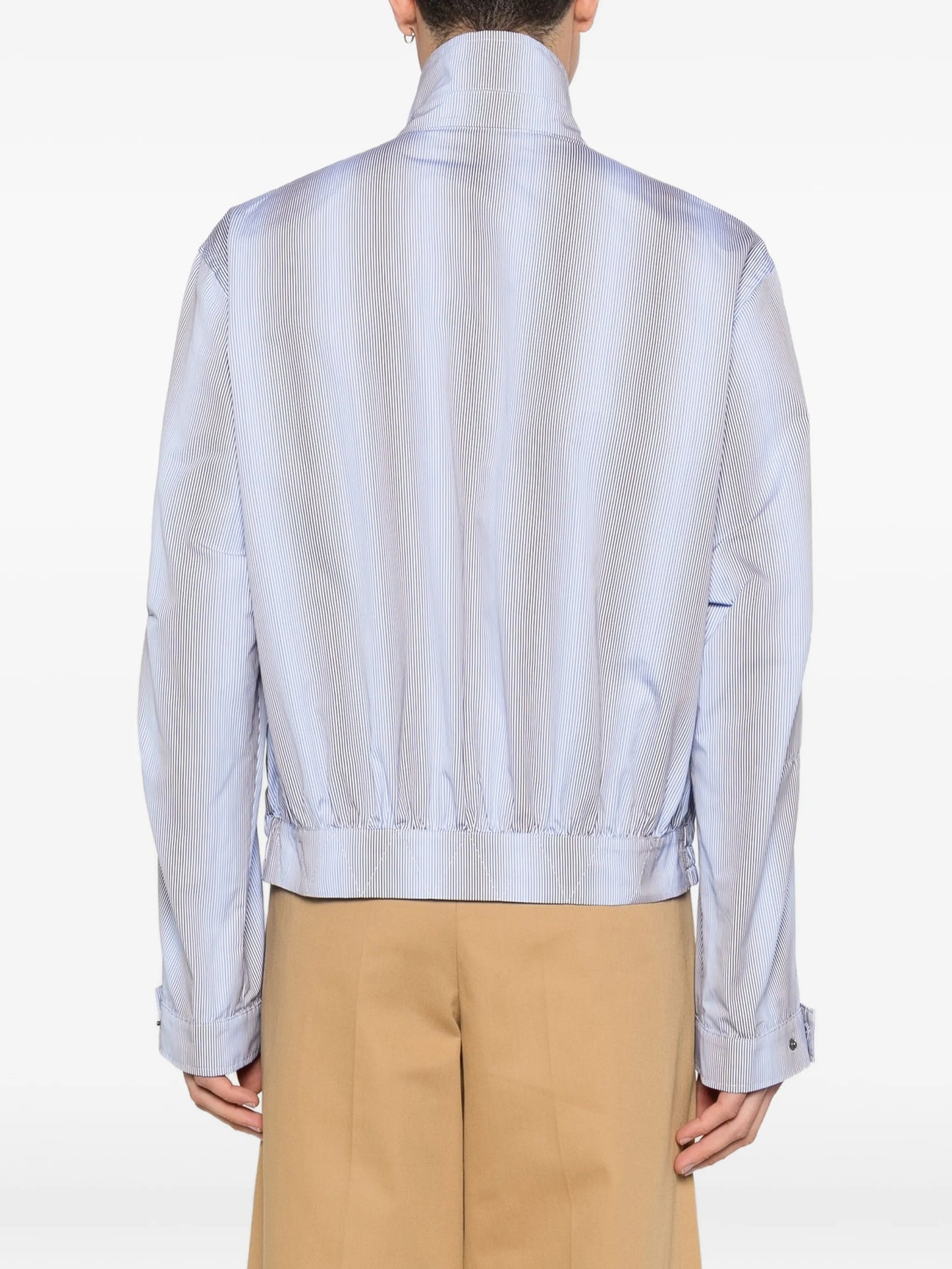 funnel-neck striped jacket
