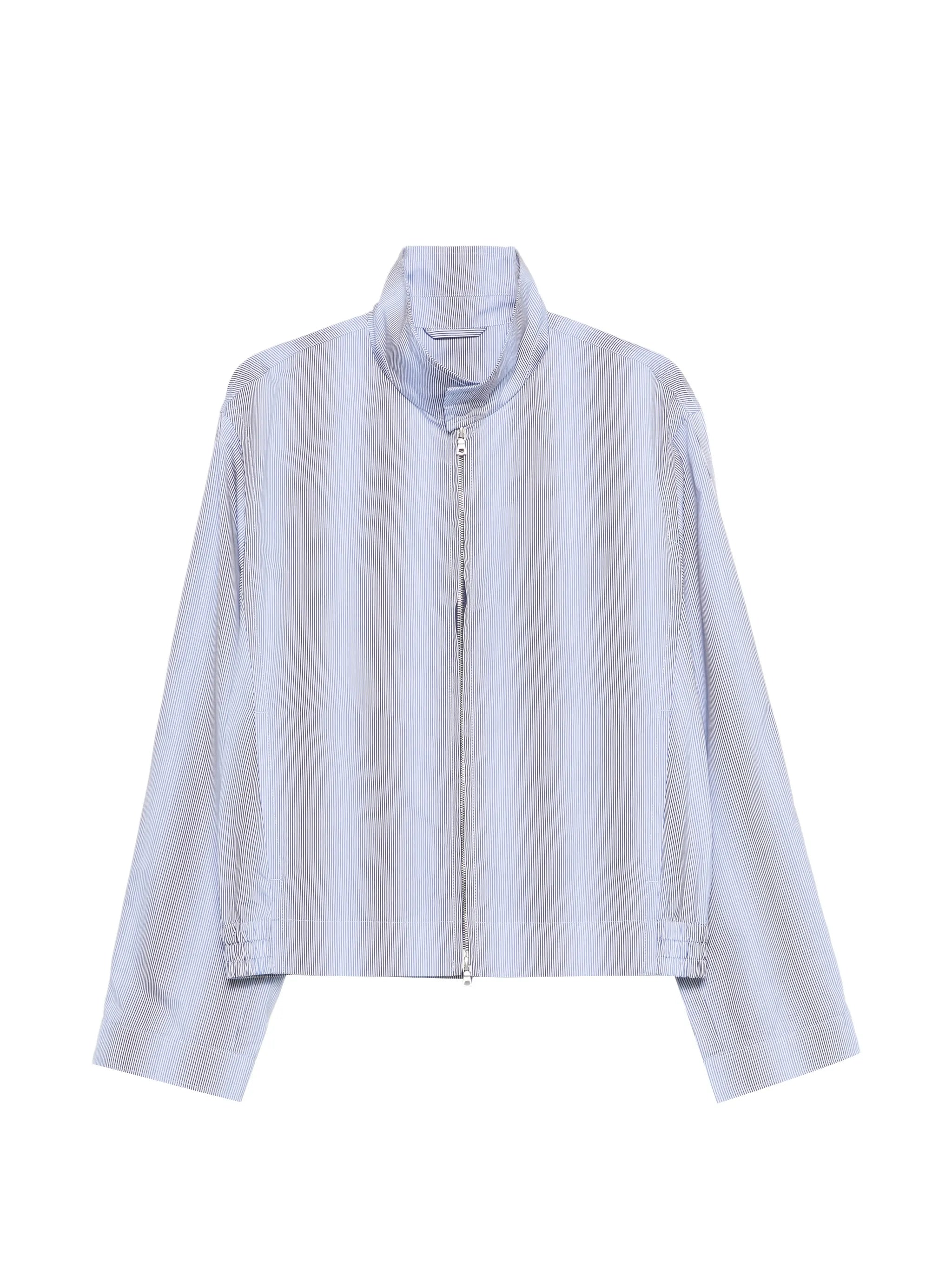 funnel-neck striped jacket