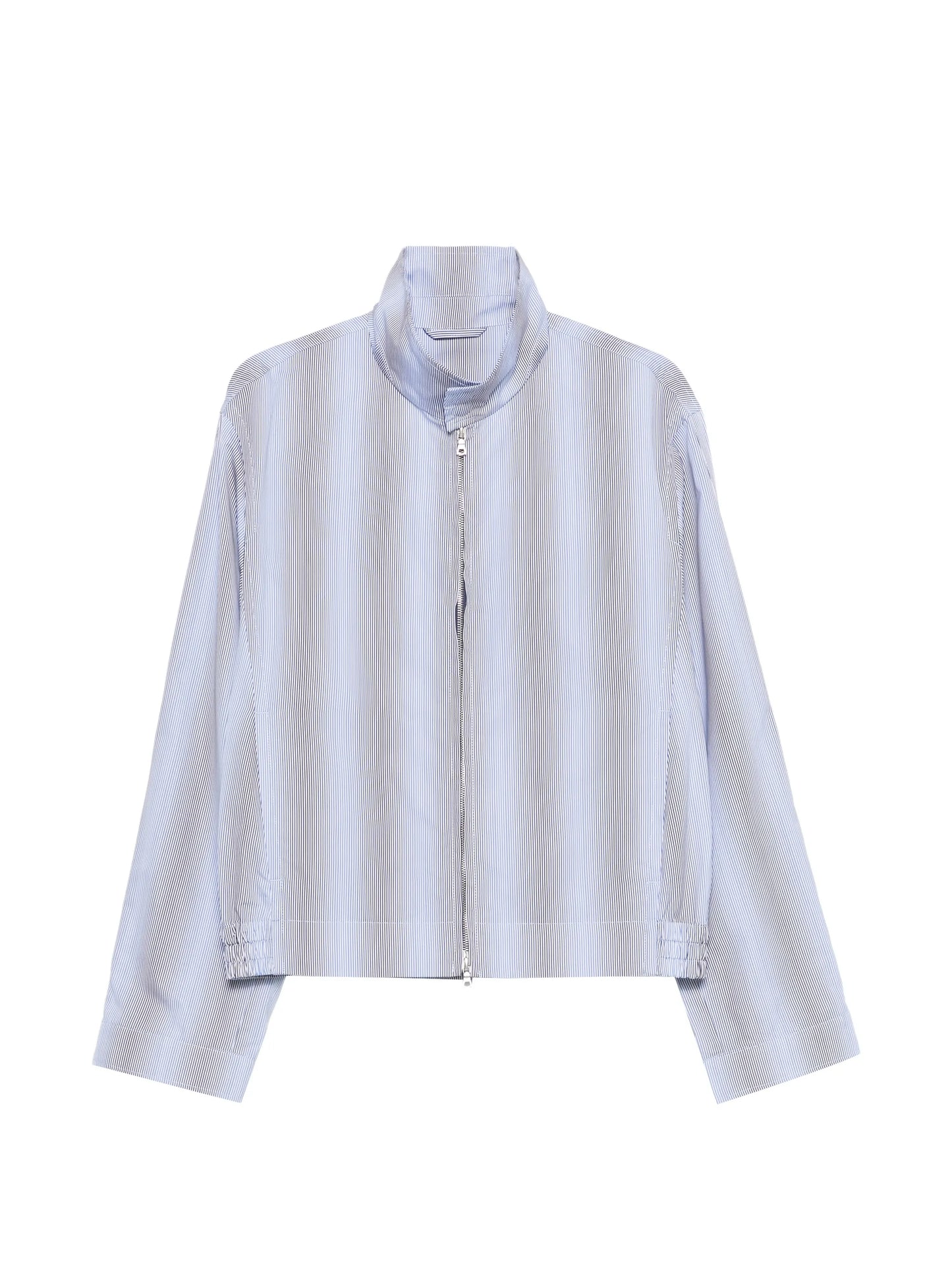 funnel-neck striped jacket