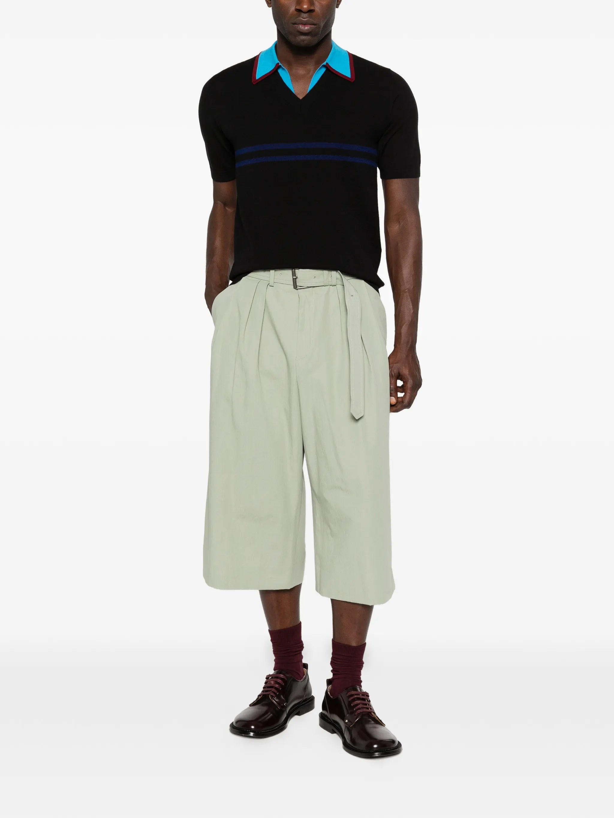 striped-collar T-shirt