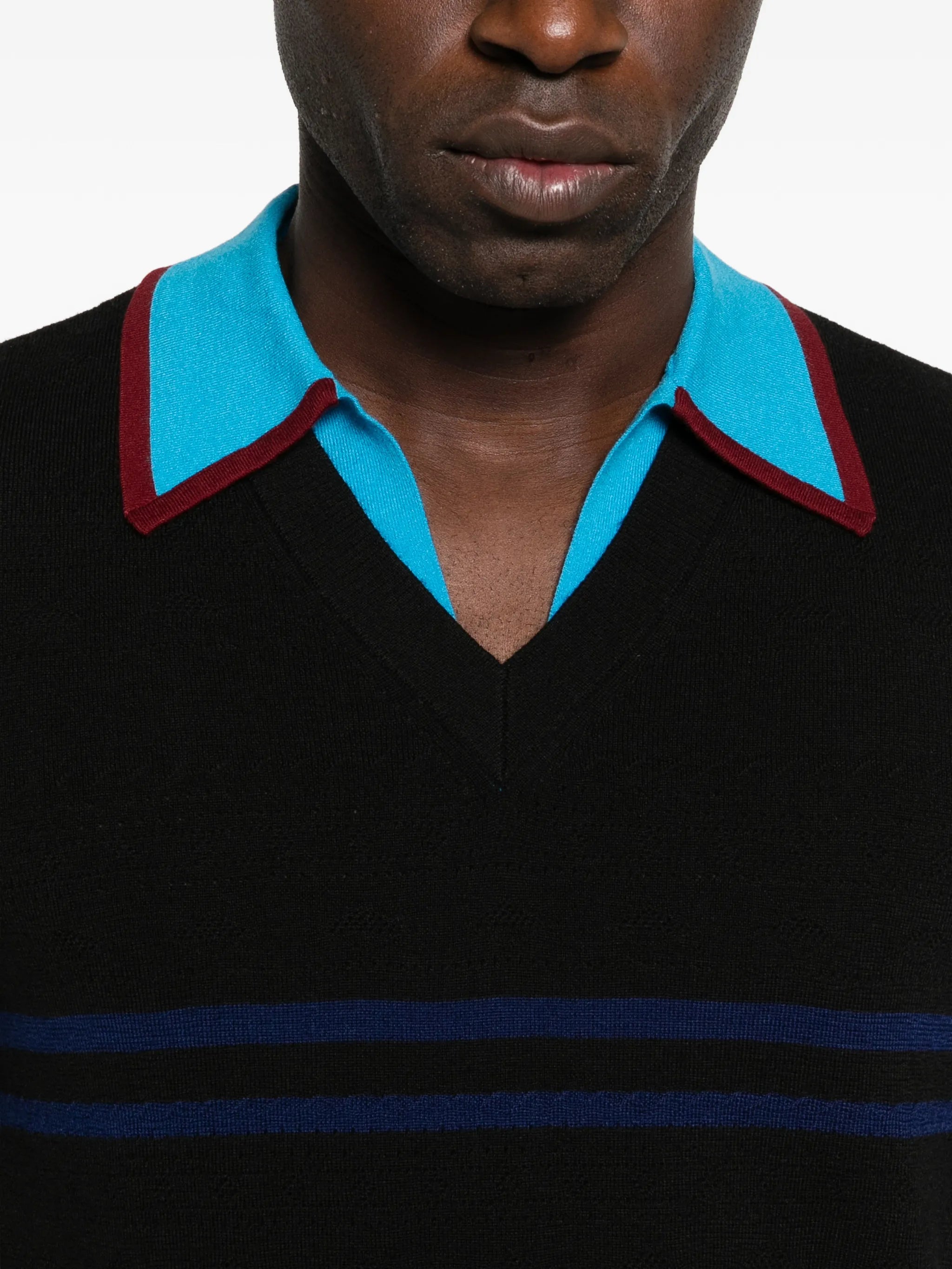 striped-collar T-shirt