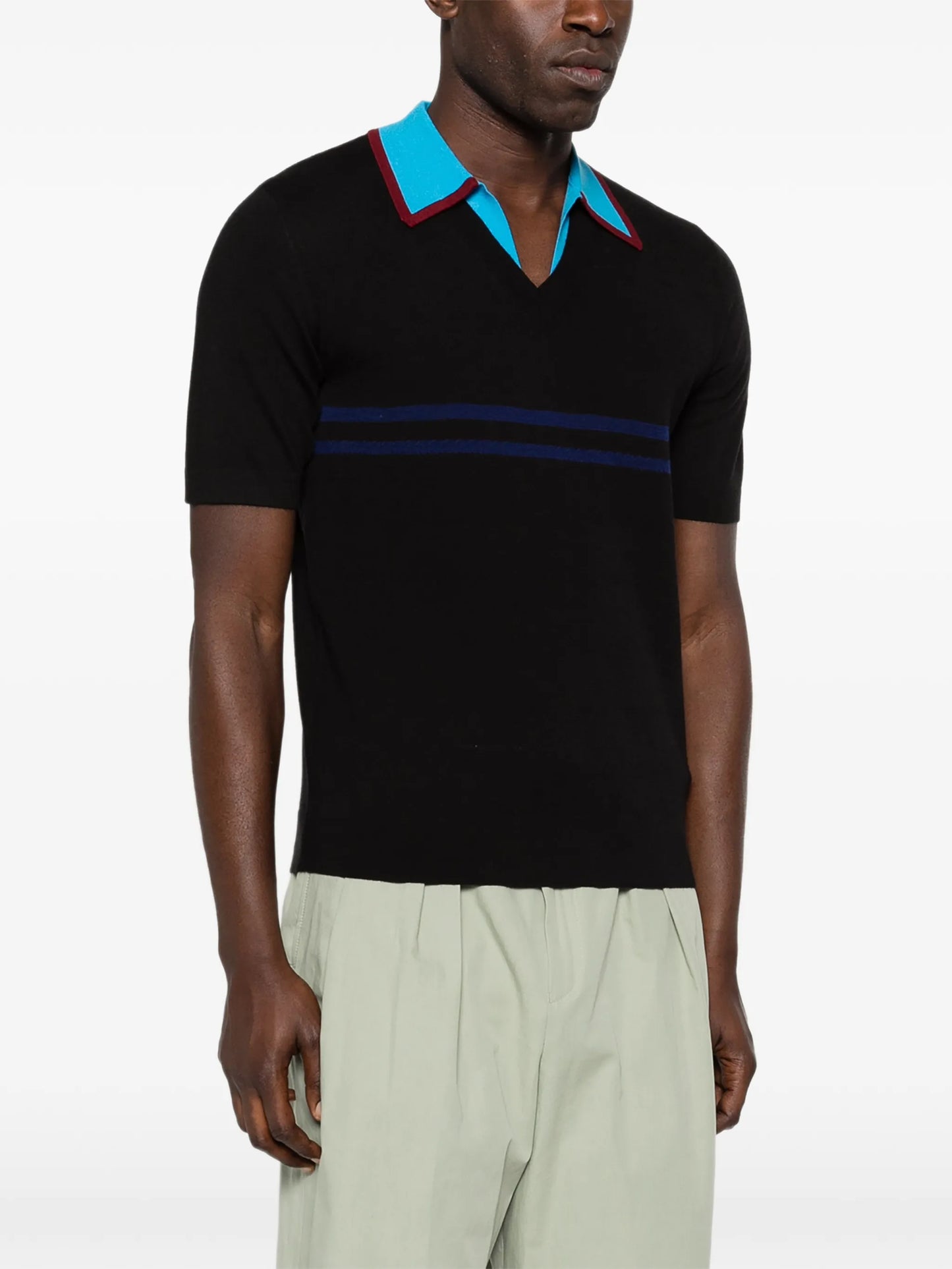 striped-collar T-shirt