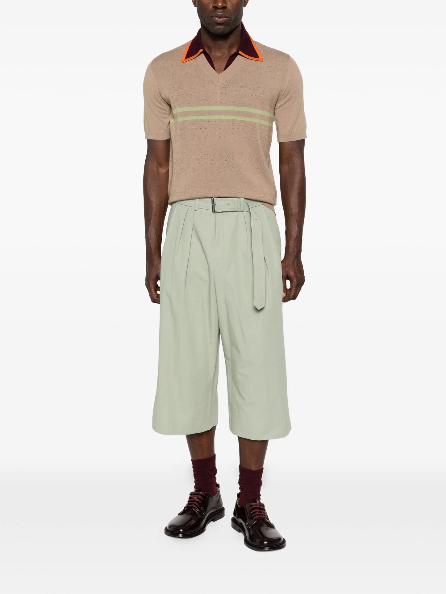 striped V-neck T-shirt