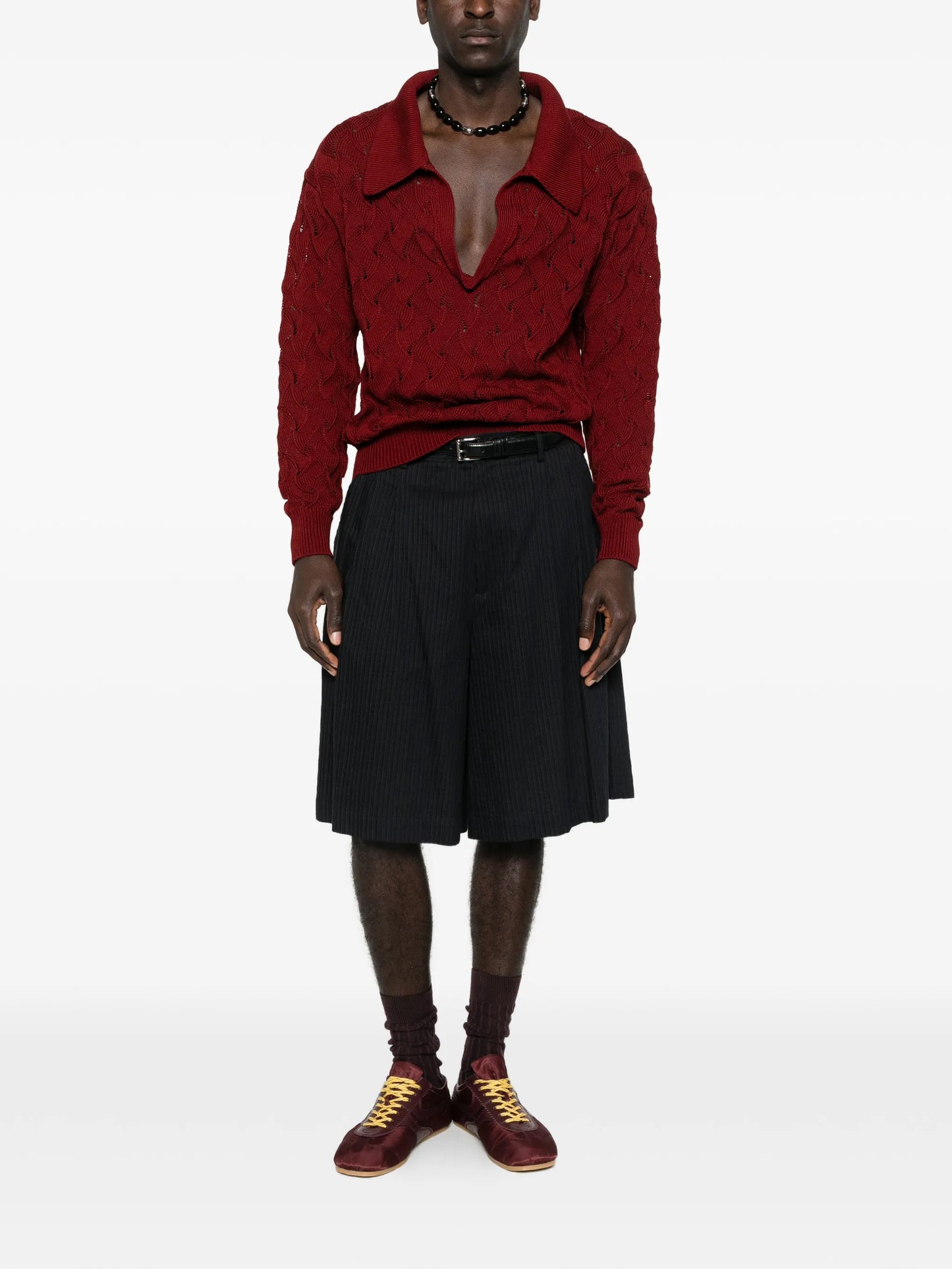 openwork collared sweater