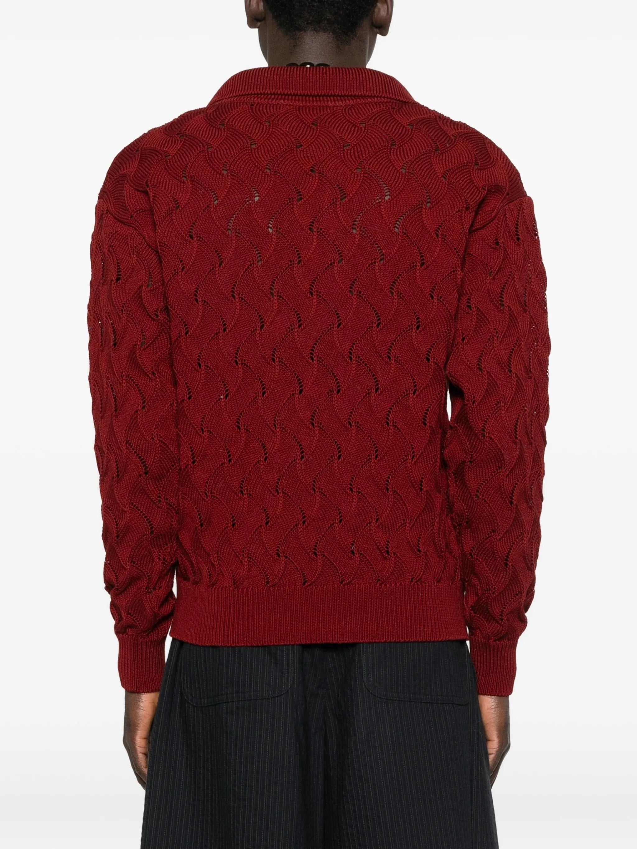 openwork collared sweater