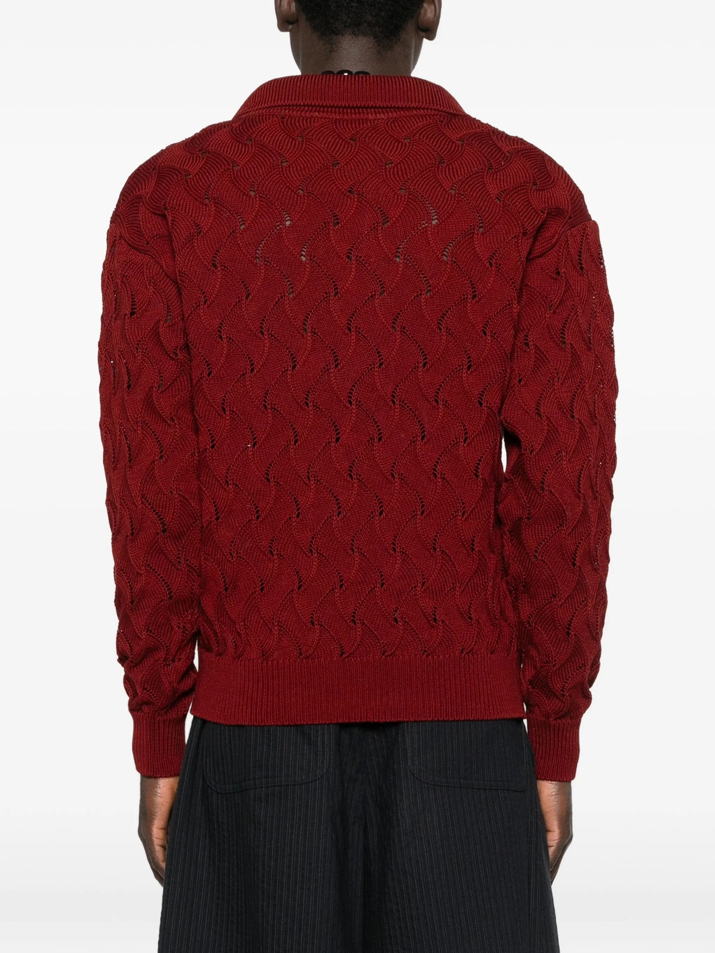 openwork collared sweater