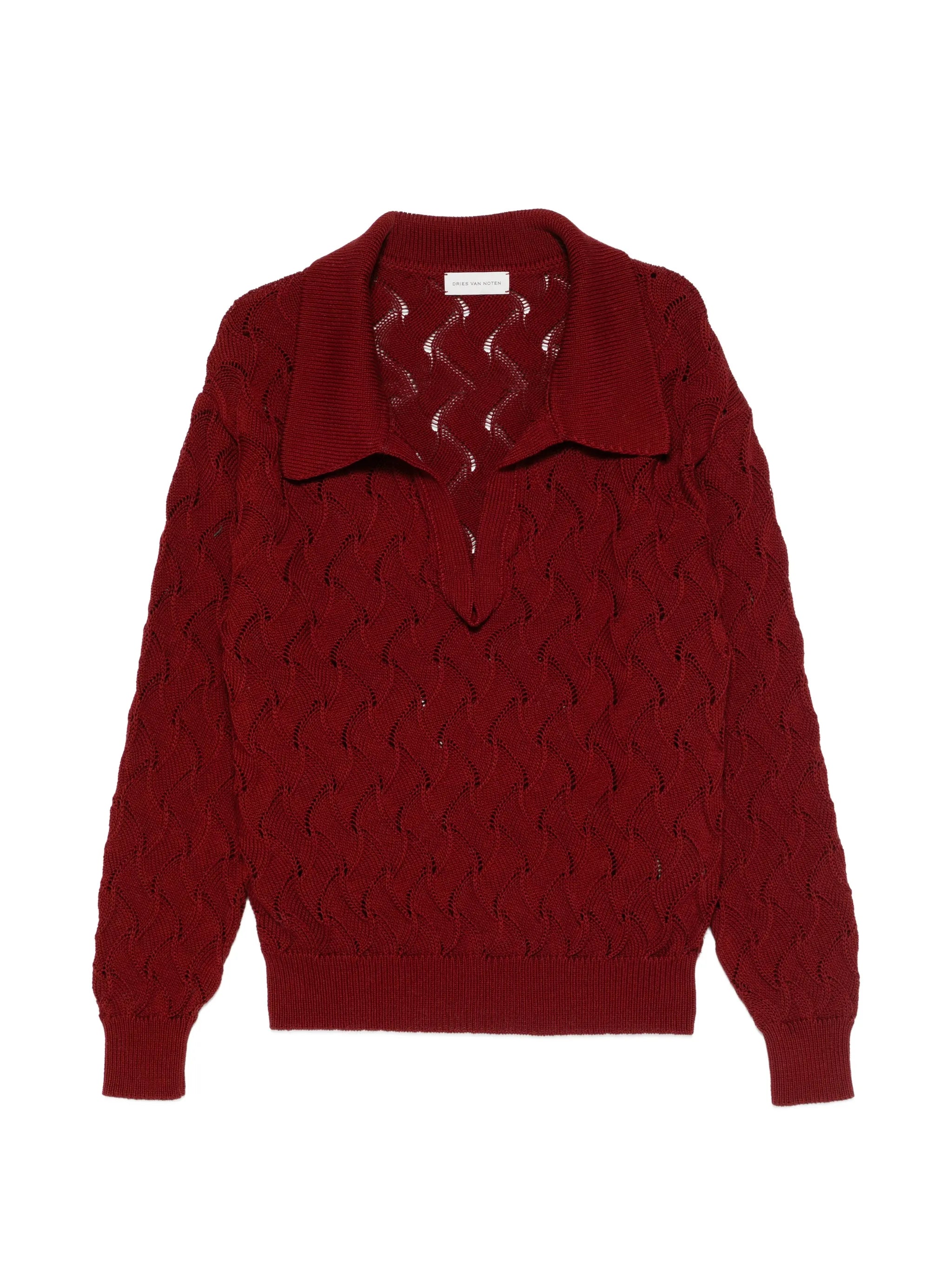 openwork collared sweater