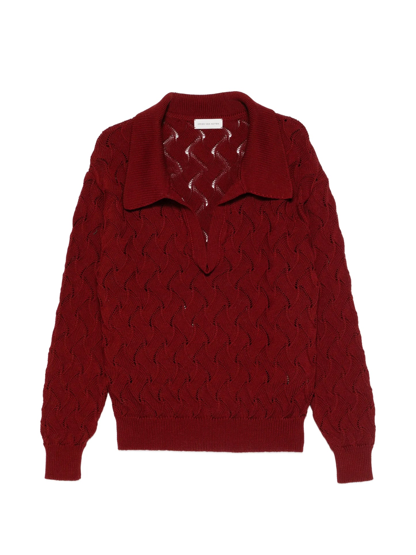 openwork collared sweater