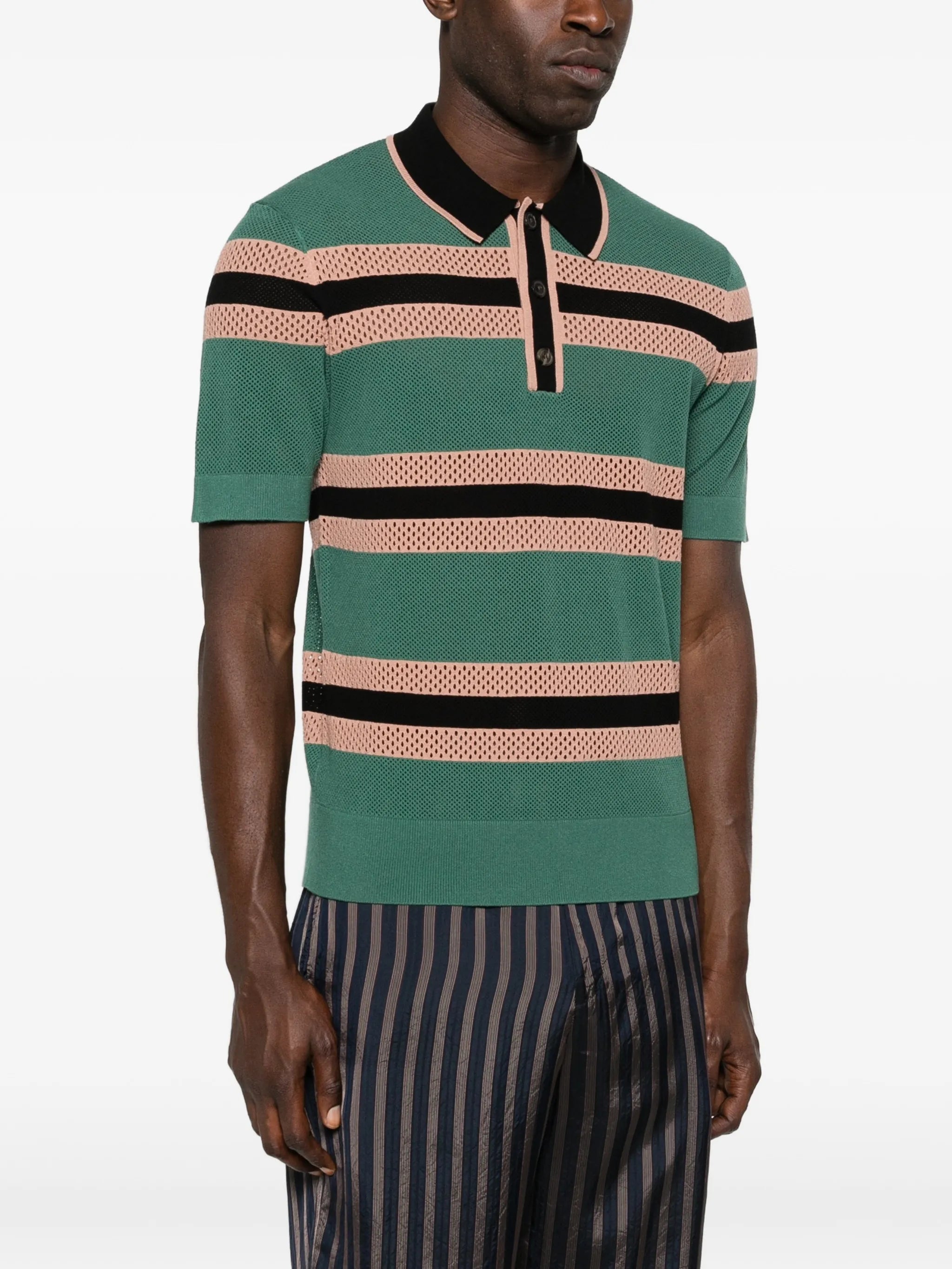 striped-pattern polo shirt