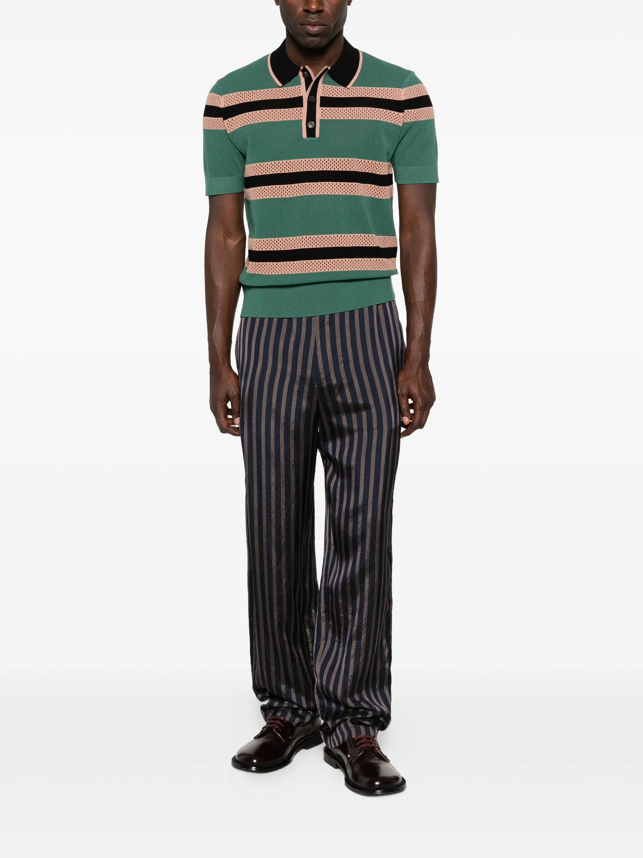 striped-pattern polo shirt