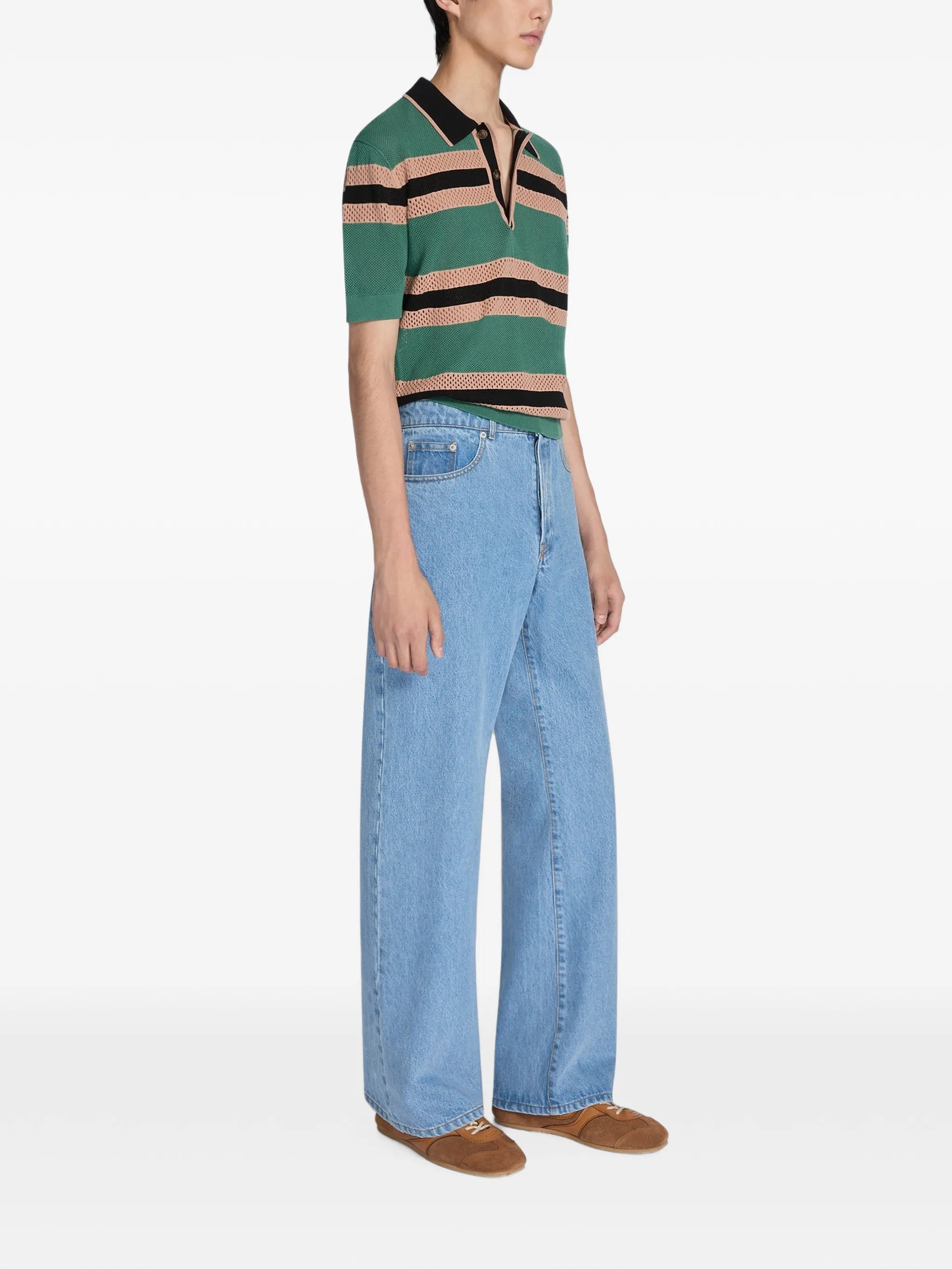 striped-pattern polo shirt