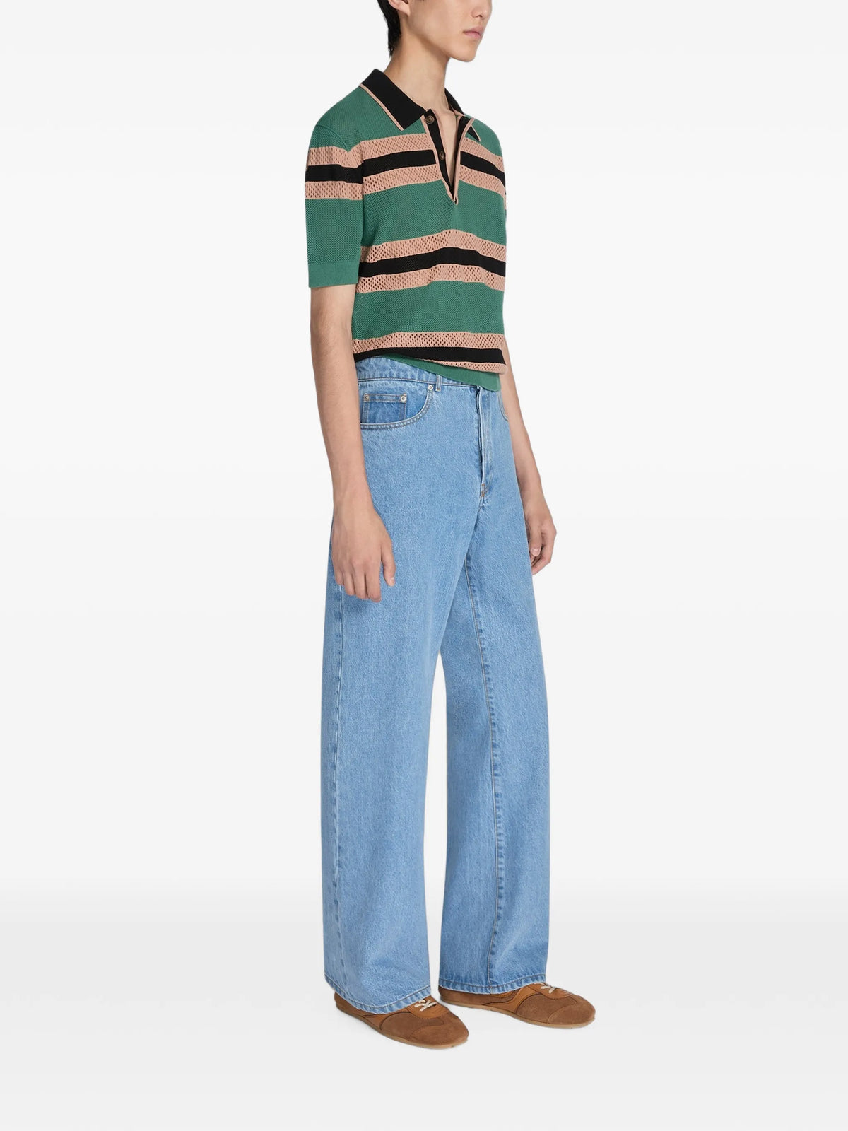 striped-pattern polo shirt