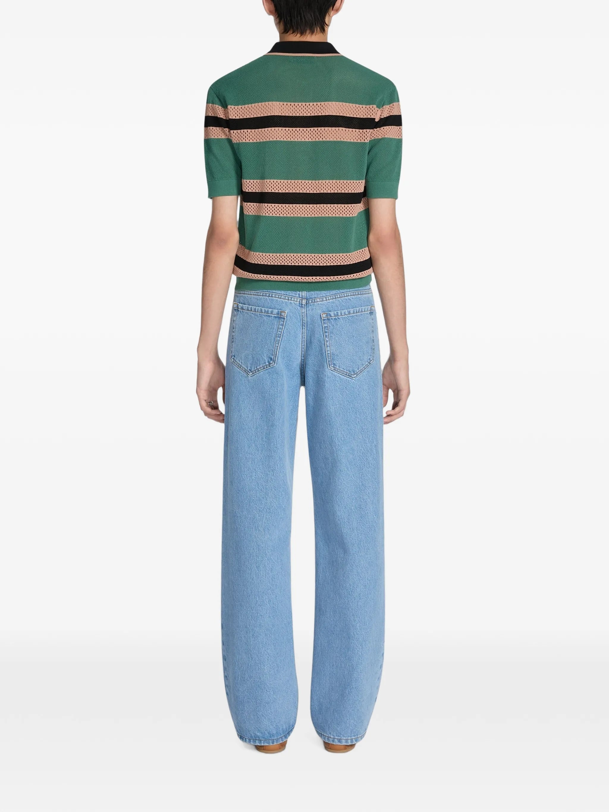 striped-pattern polo shirt