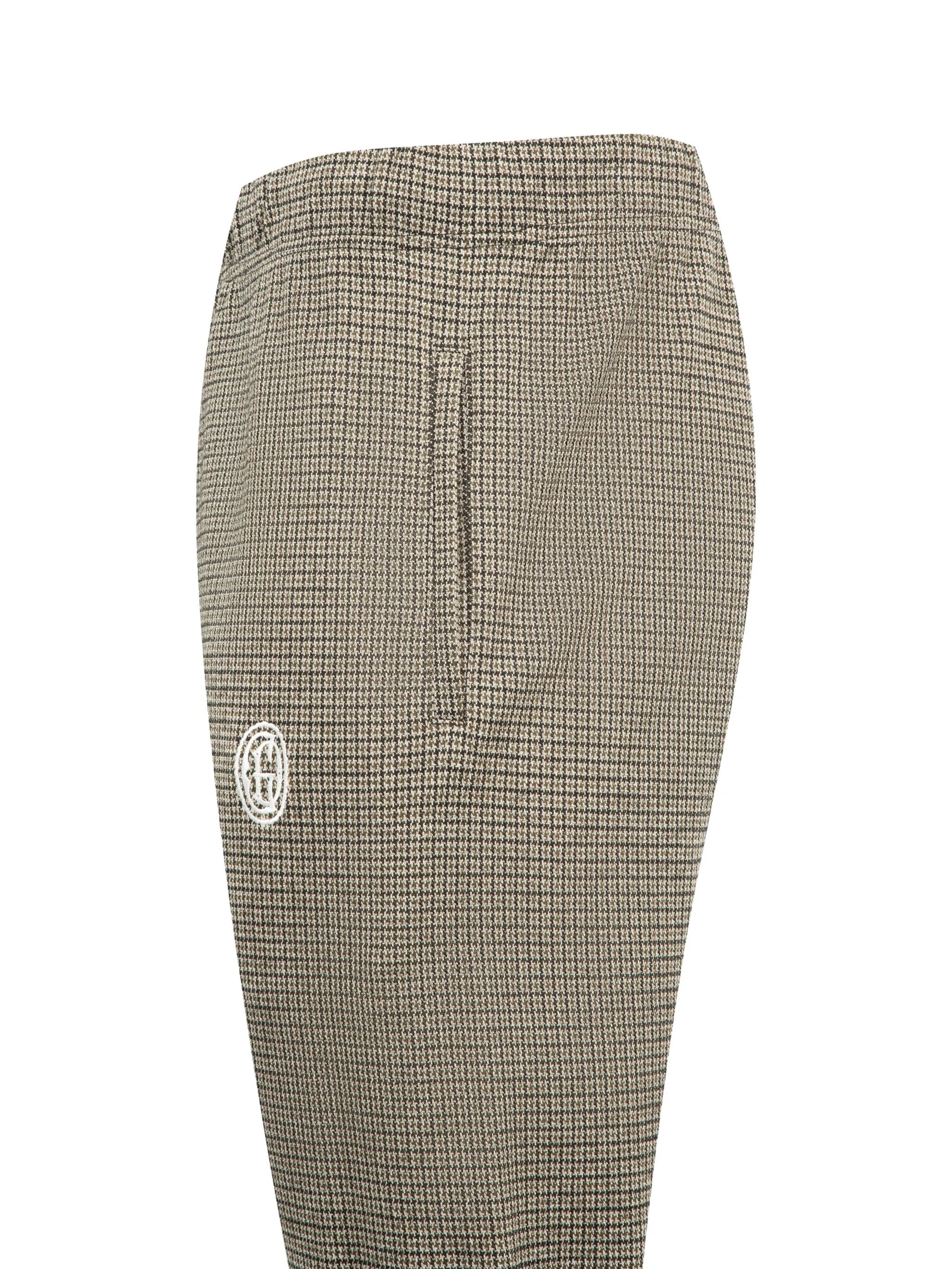 micro-plaid track trousers