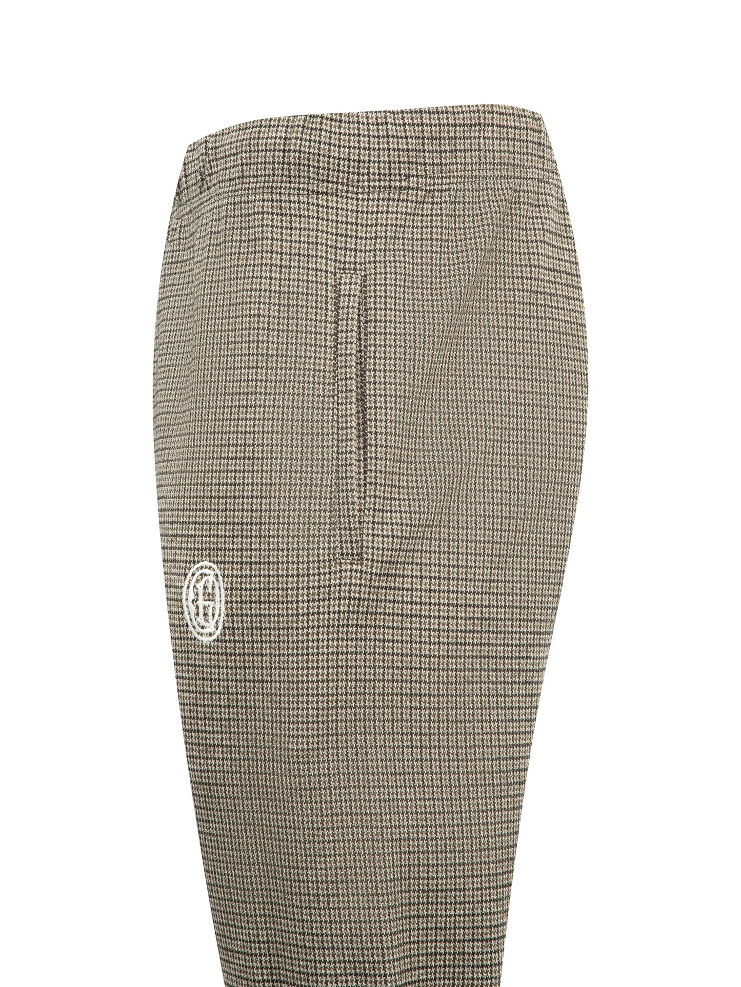 micro-plaid track trousers